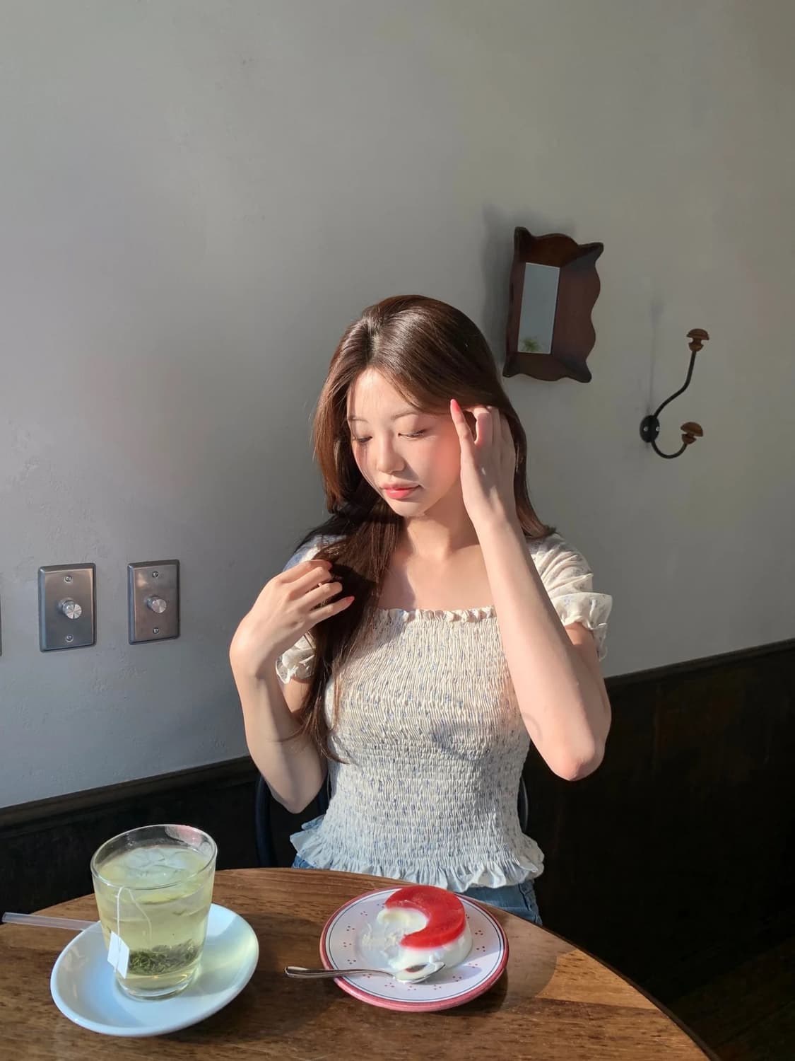 제니오 수지 스모크 블라우스 아이보리 s 상품이미지6