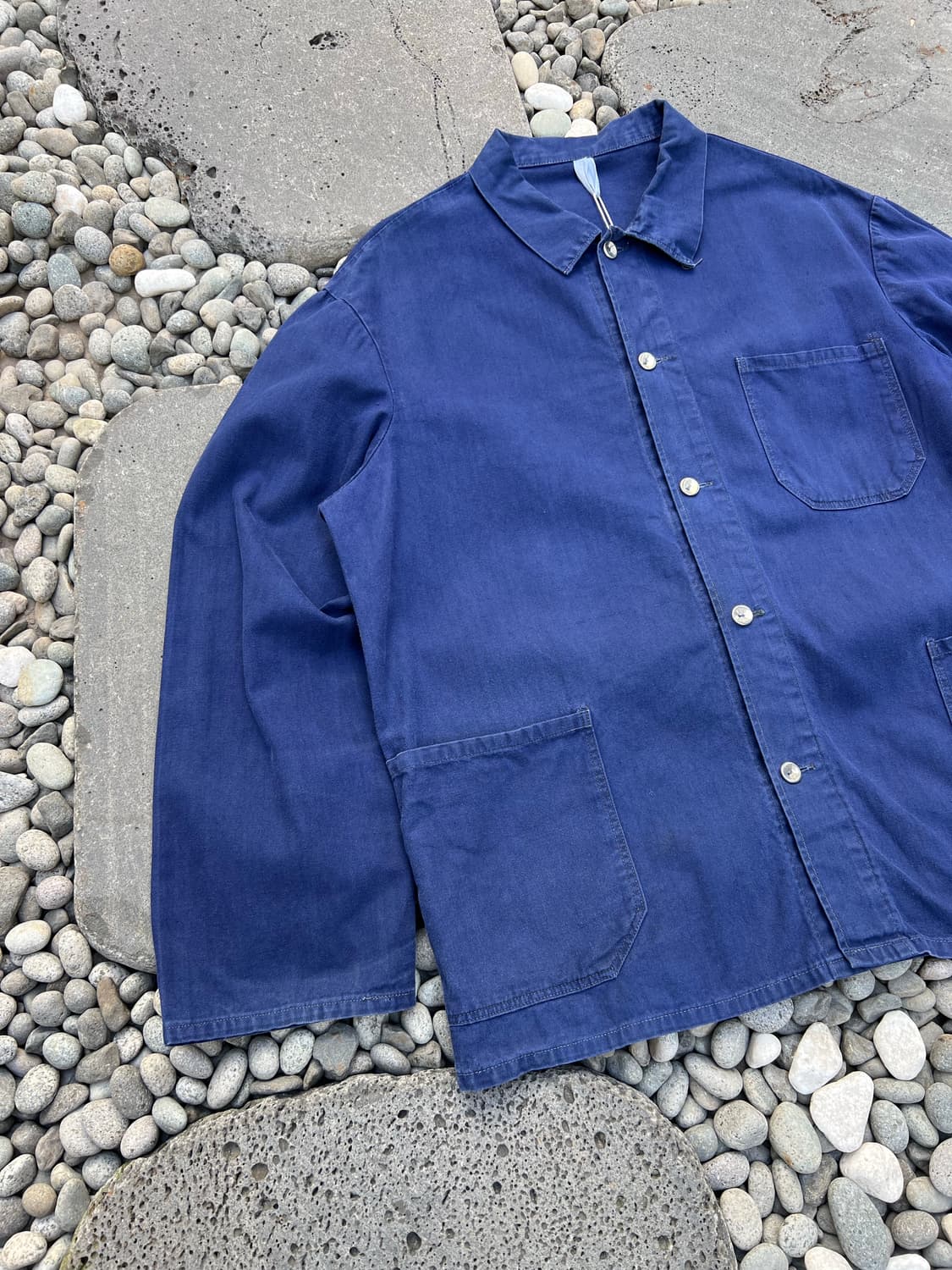 BLUE WASHING OLD HBT 헤링본트윌코튼 프렌치워크자켓 상품이미지4