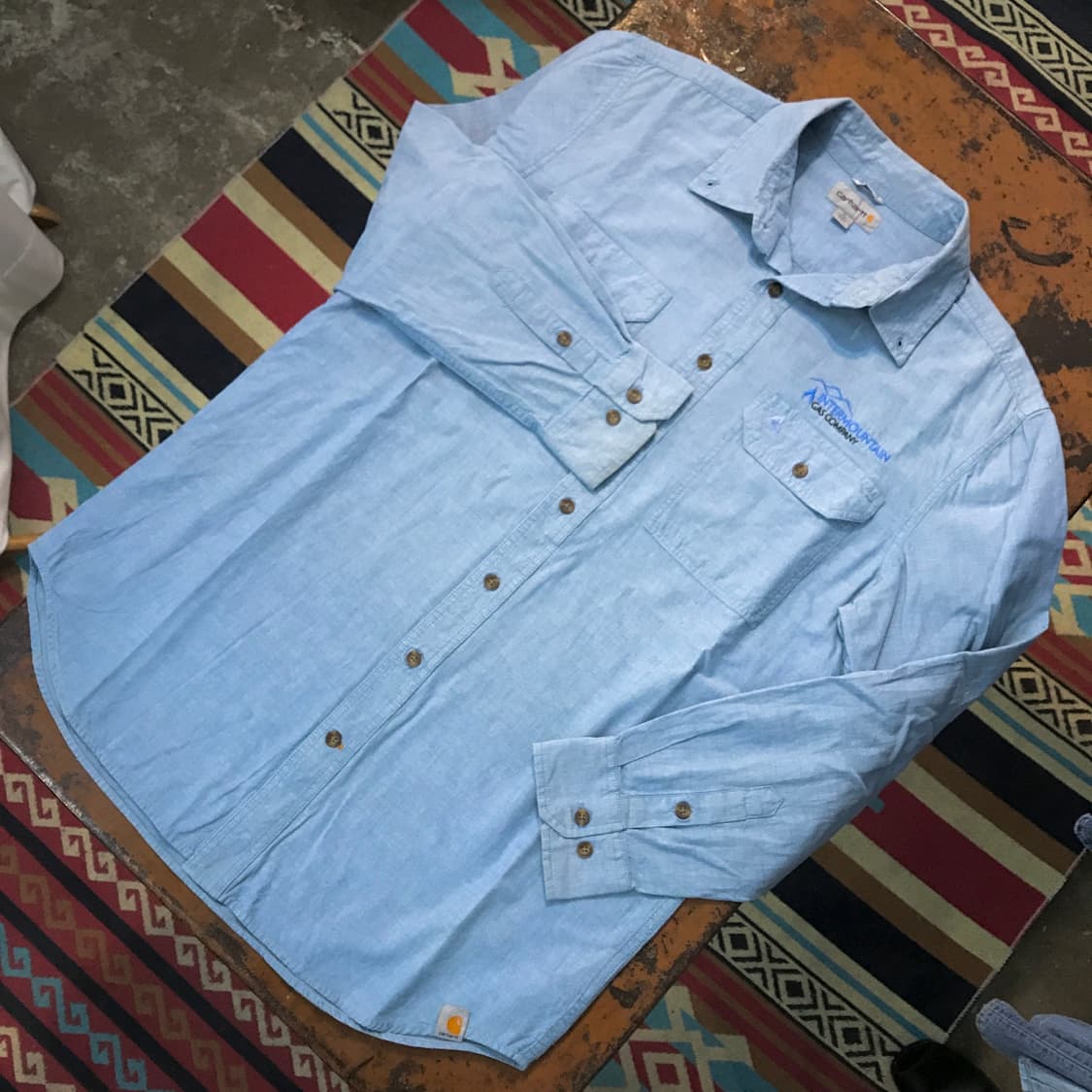 칼하트 투포켓 라이트 블루 워크 셔츠 남성 110 사이즈  상품이미지2