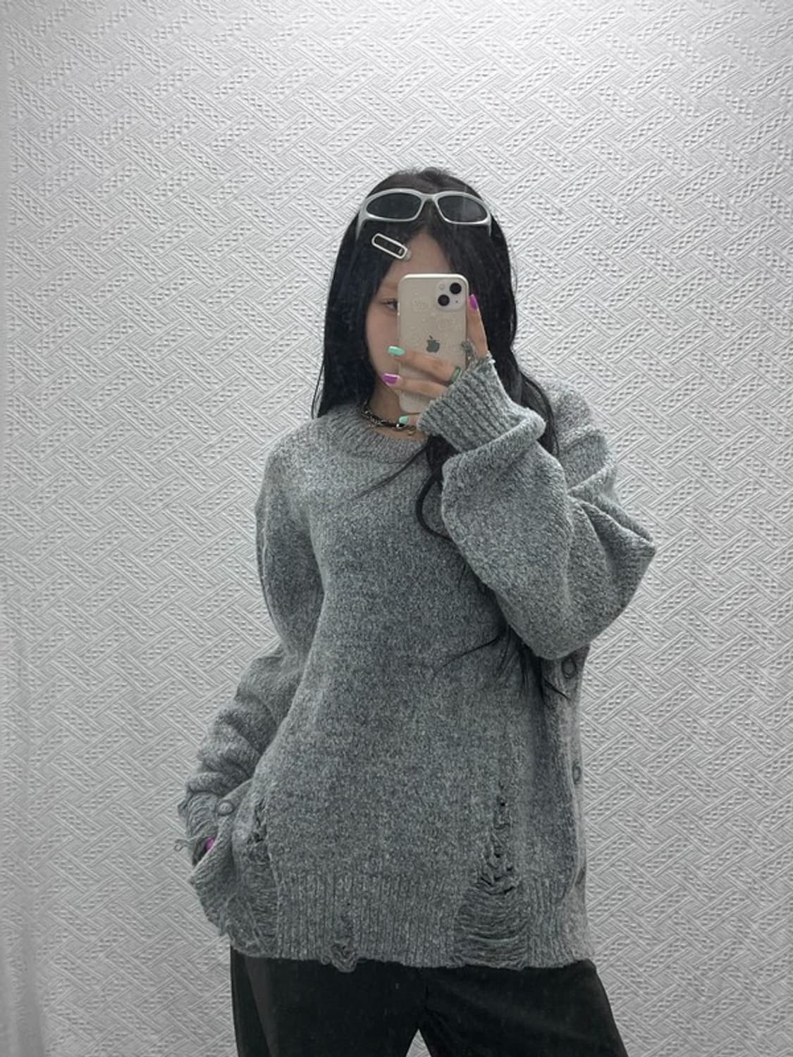 앤더슨벨 데미지 크루넥 그런지 니트 L C06862 상품이미지1