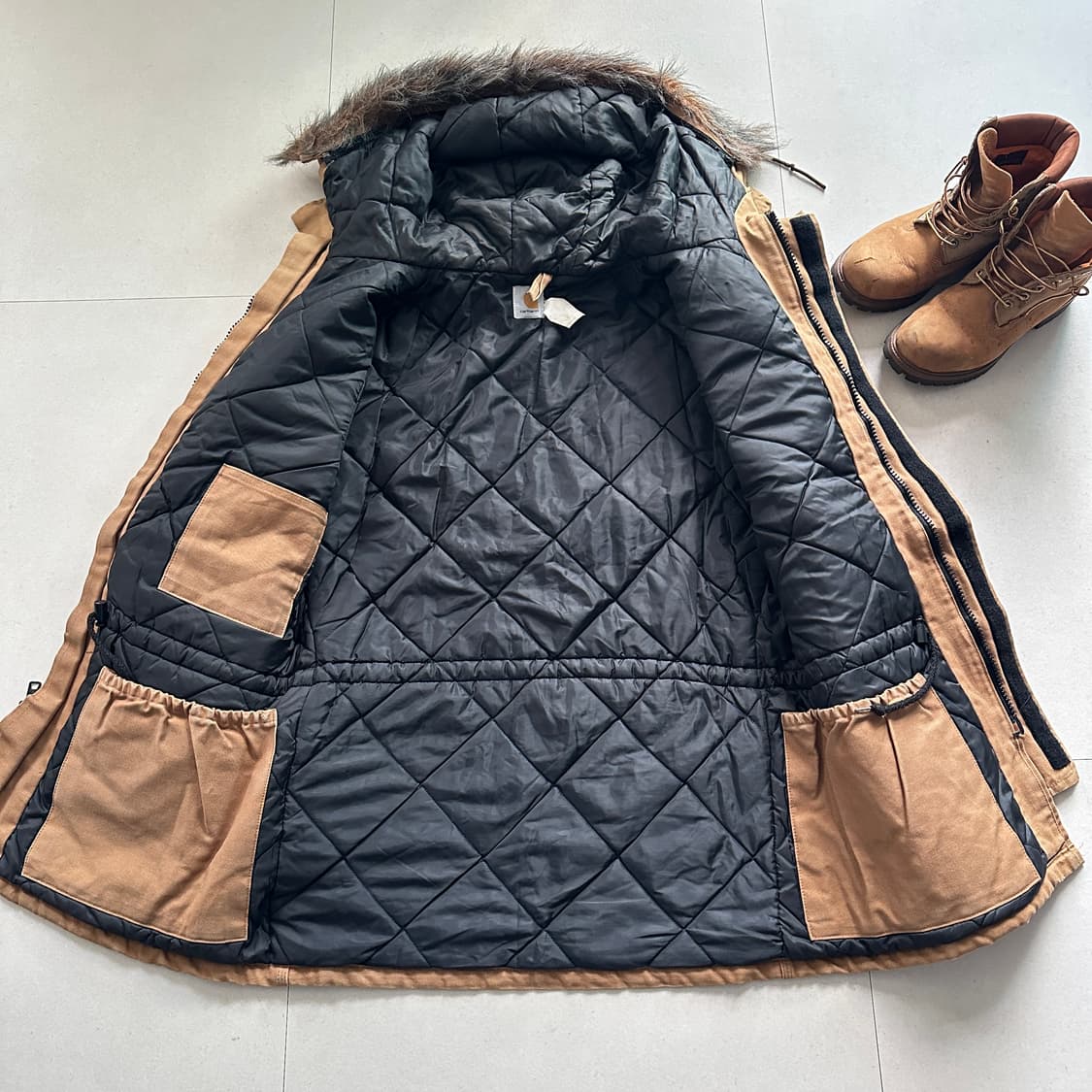 90s 칼하트 시베리안 워크 덕 파카 MADE IN USA (M) 상품이미지6