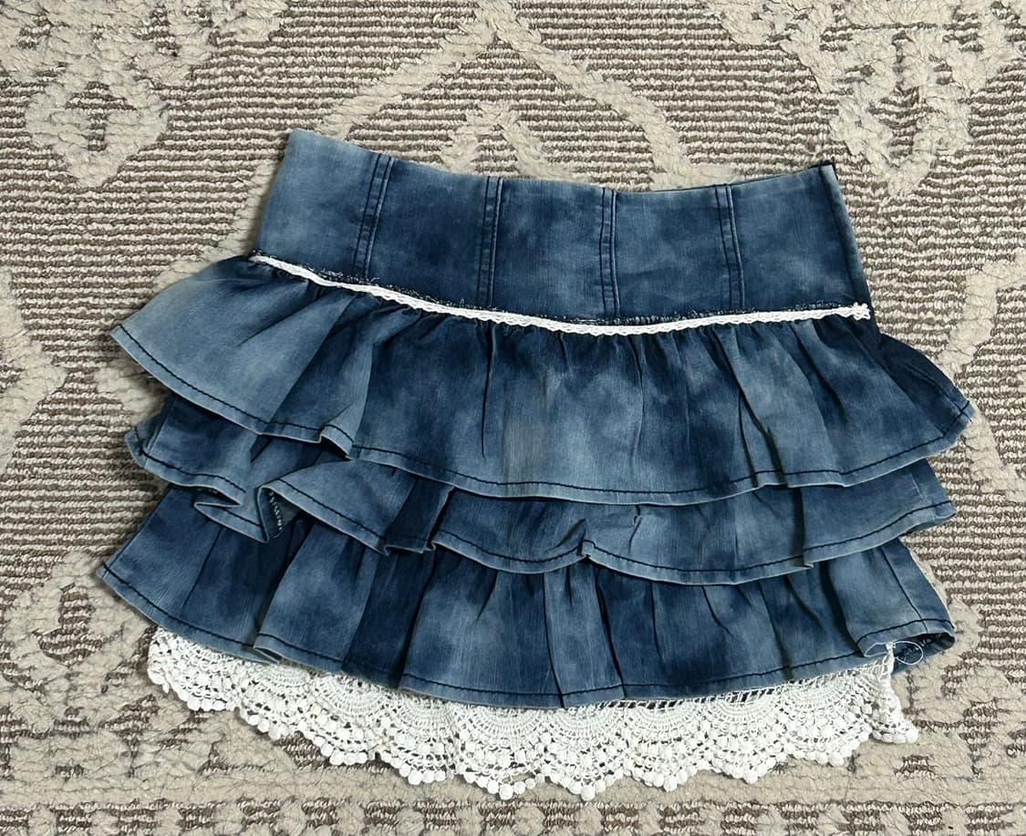 모리걸 히메갸루 오네갸루 레이스 데님워싱스커트  상품이미지1