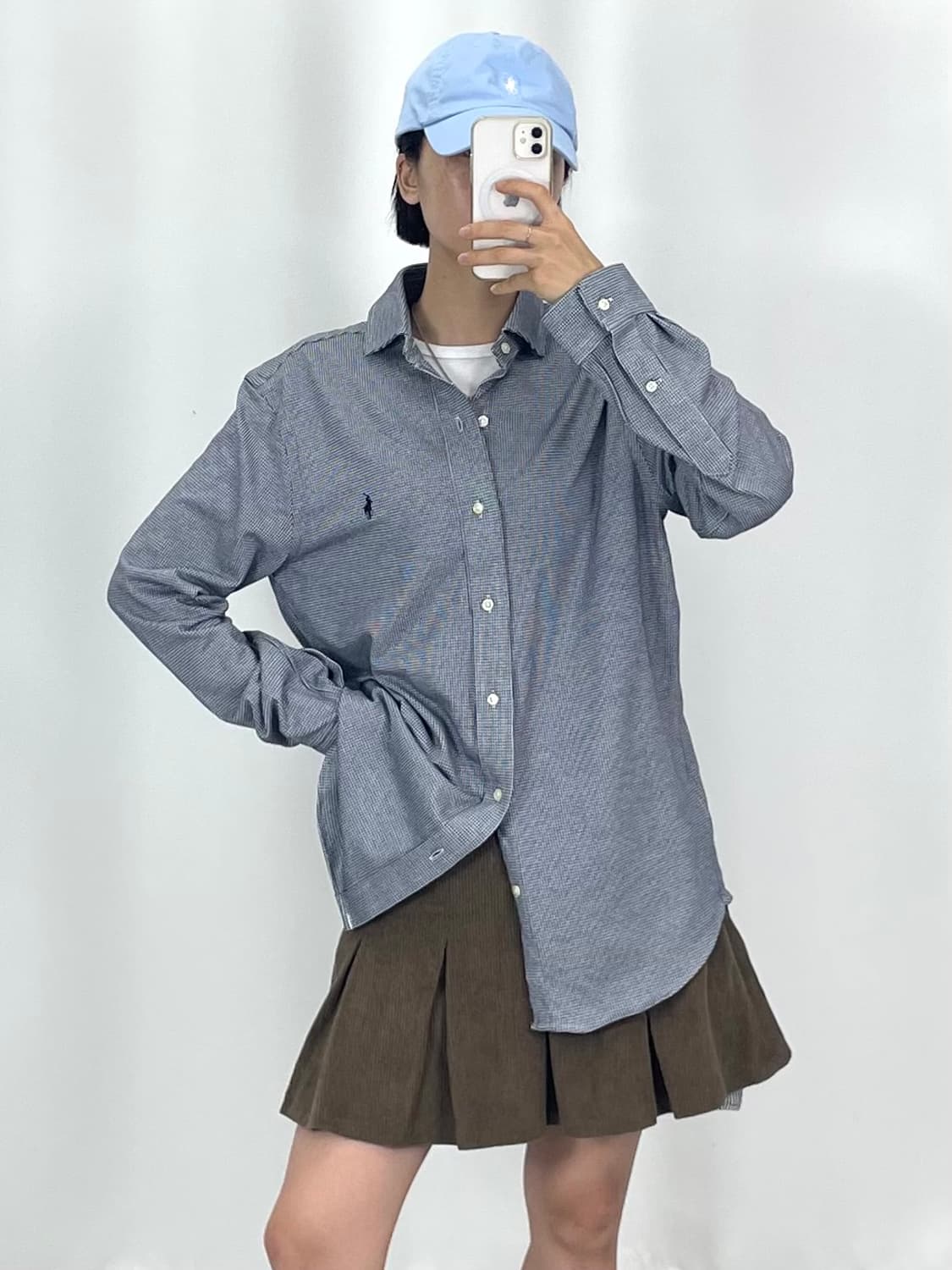 [XL]POLO폴로 블랙 여성 잔체크 셔츠 상품이미지1