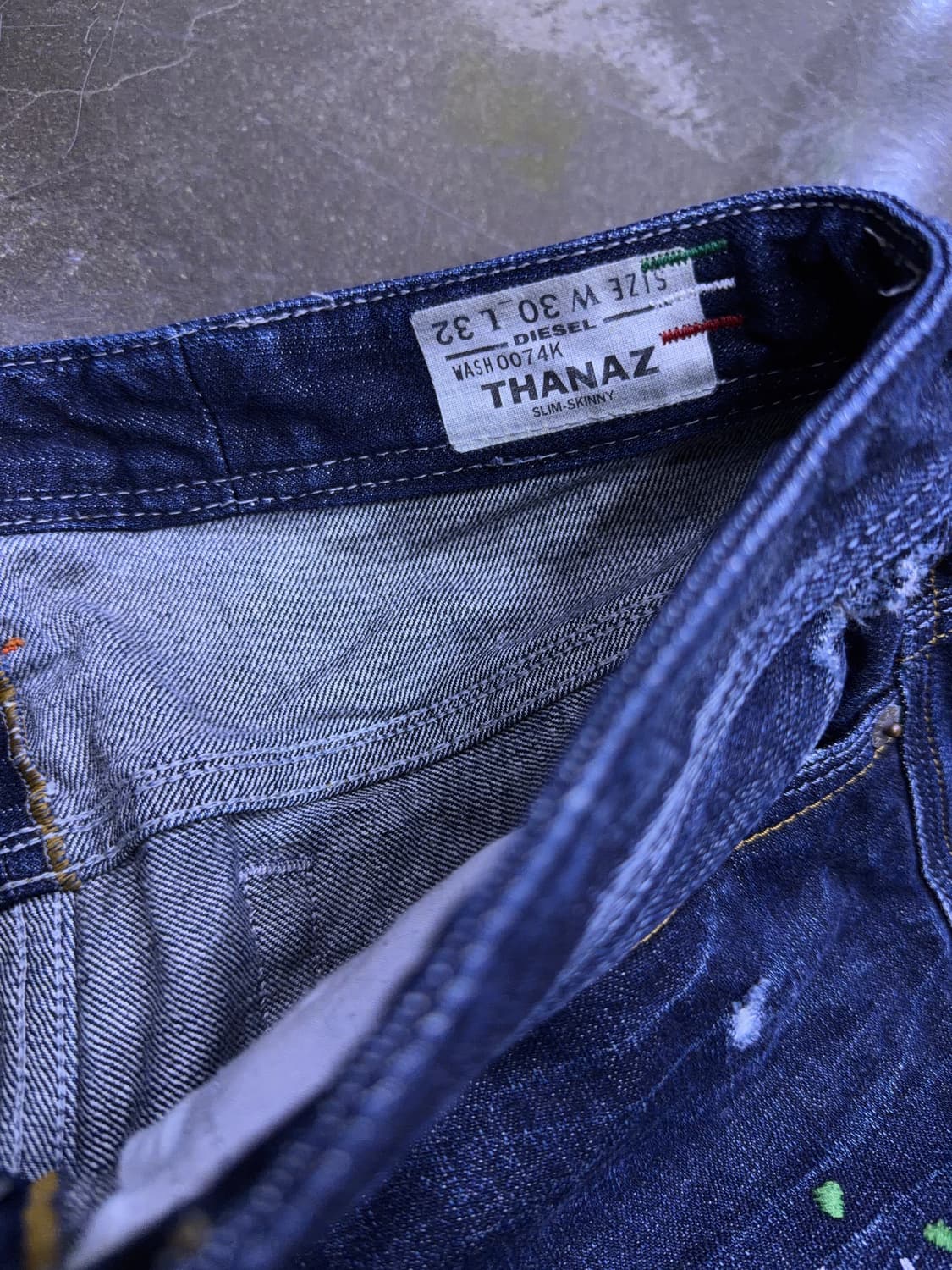 디젤 타나즈 DNA 더티 페인팅 대미지 슬림 스키니 데님팬츠 30 상품이미지9