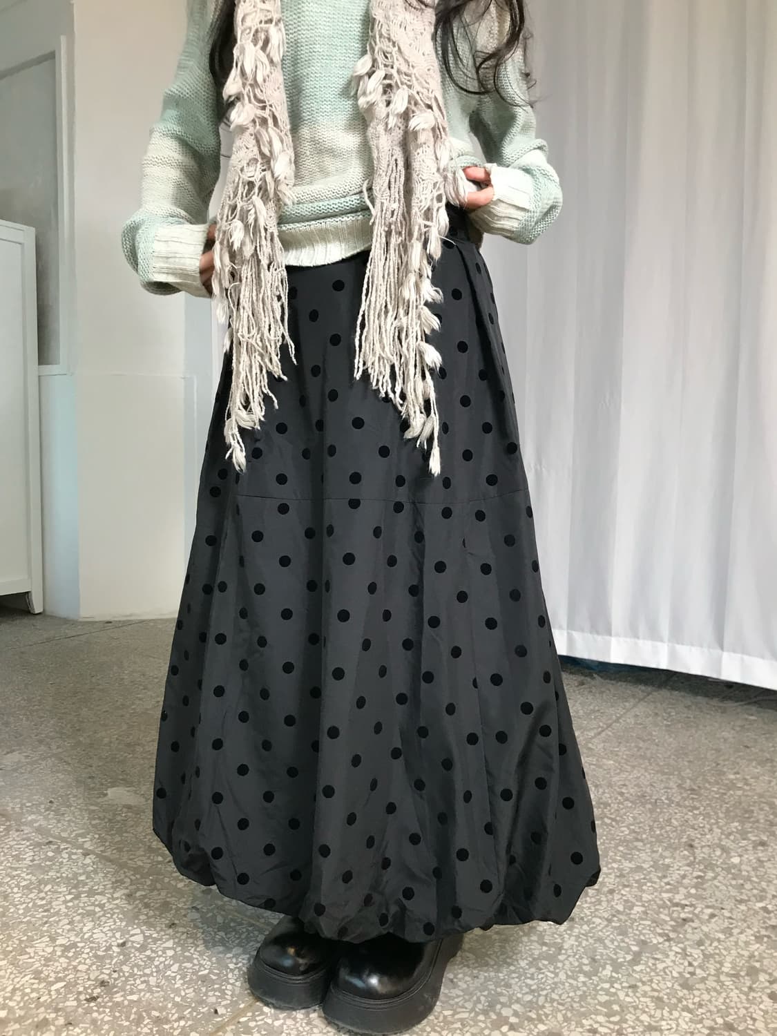 블랙 도트 스커트 상품이미지1