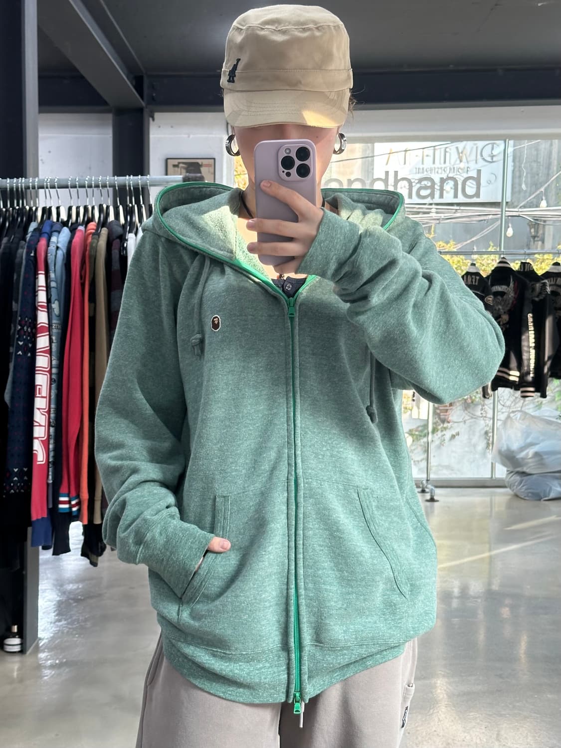 베이프 자수 사루 풀 후드집업 상품이미지3