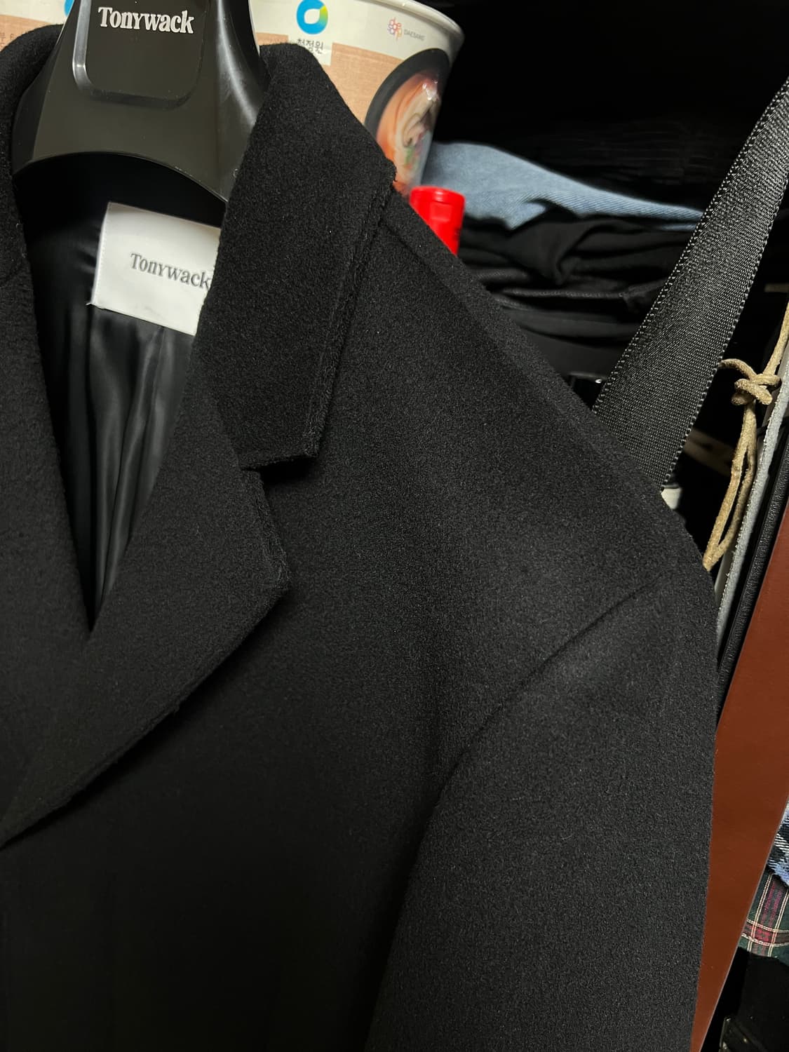 토니웩 캐시미어 싱글 커팅 코트 블랙M 상품이미지2