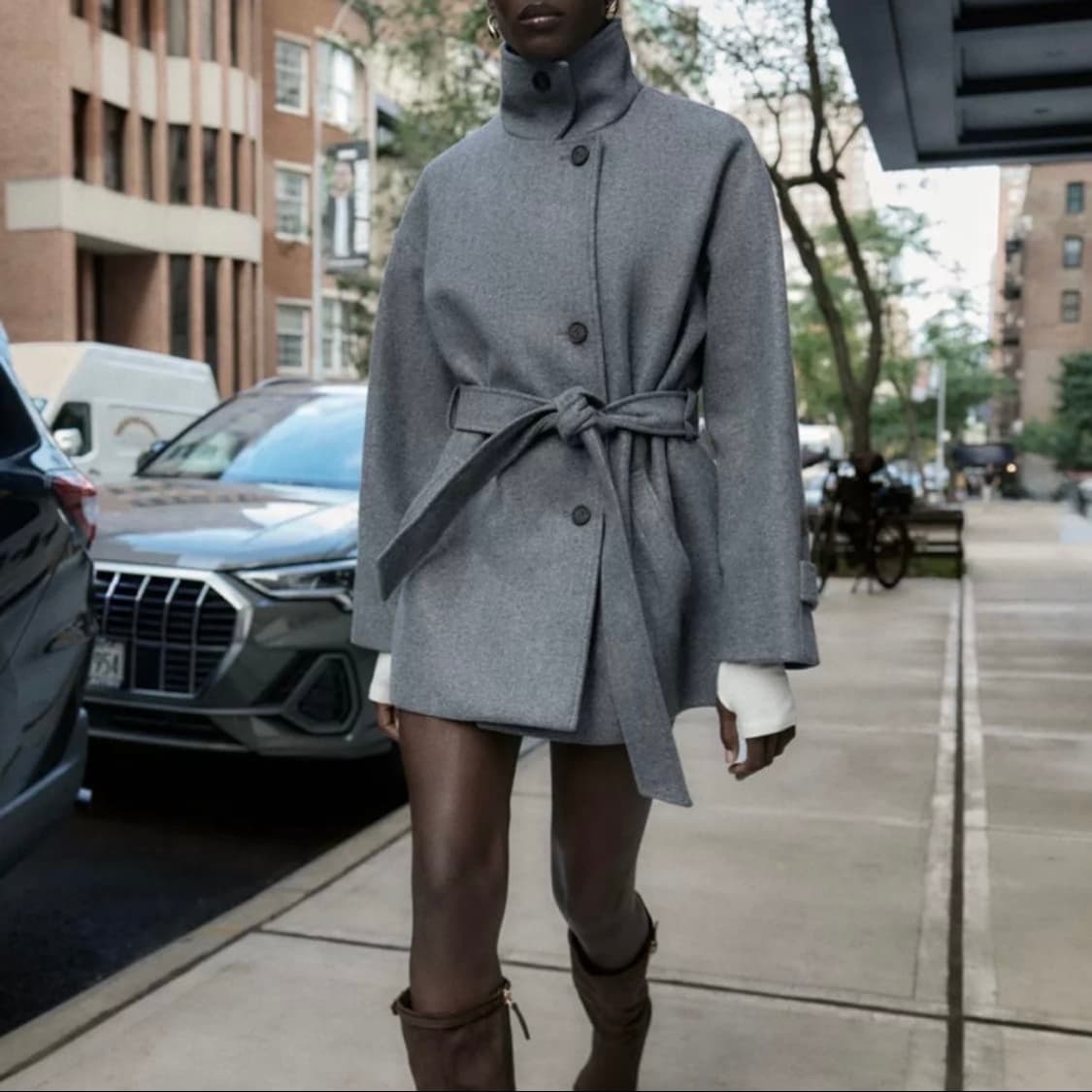 [급처] 자라 하이넥 반코트 - 그레이  상품이미지1