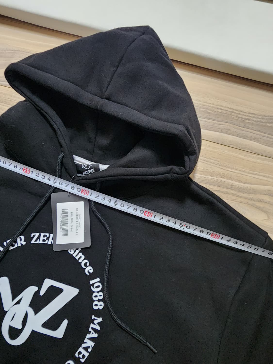 모즈모즈써클샤인로고기모후드티블랙 상품이미지5