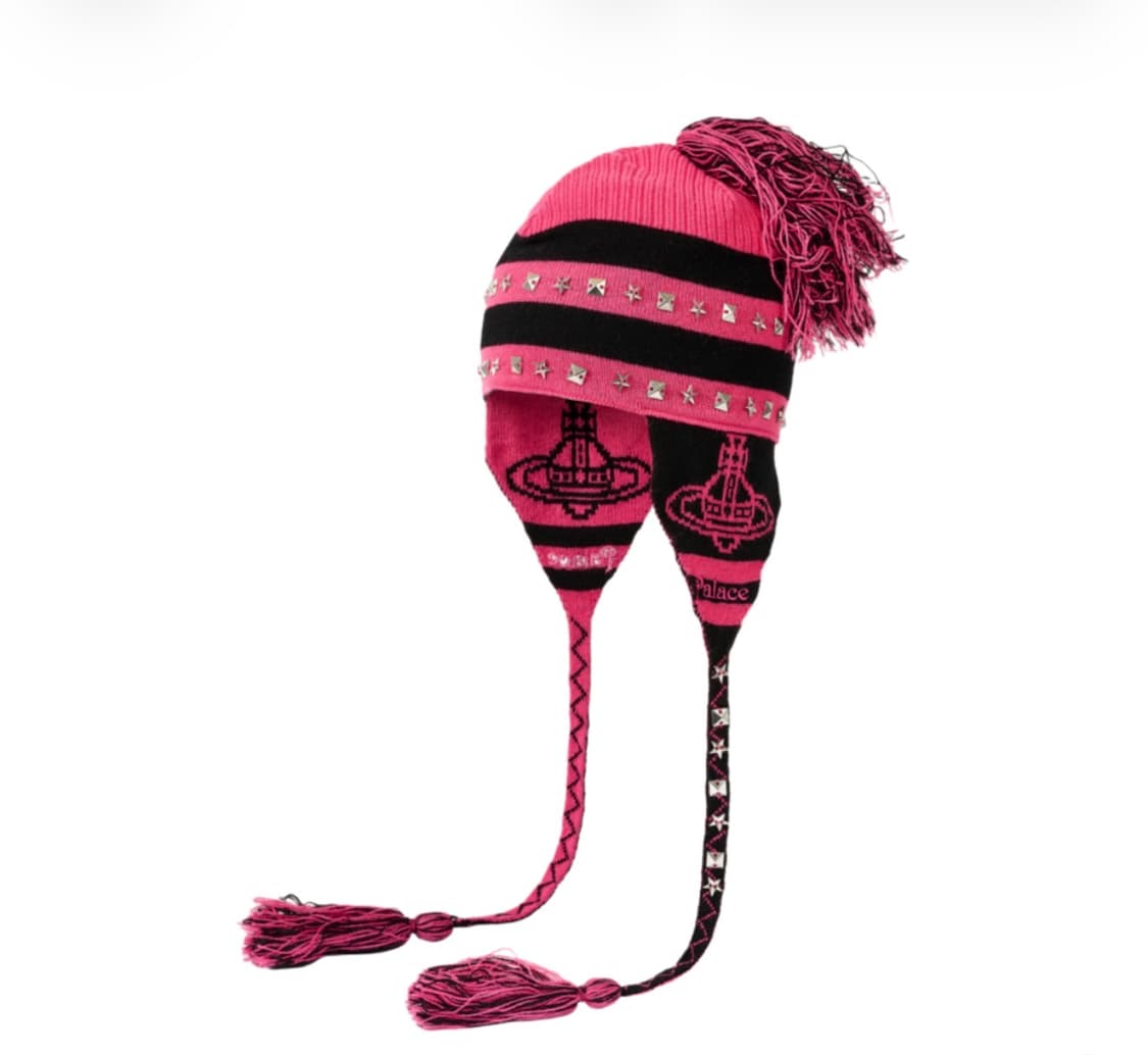 팔라스 x 비비안 웨스트우드 오브 니트 이어플랩 비니 핑크 상품이미지1