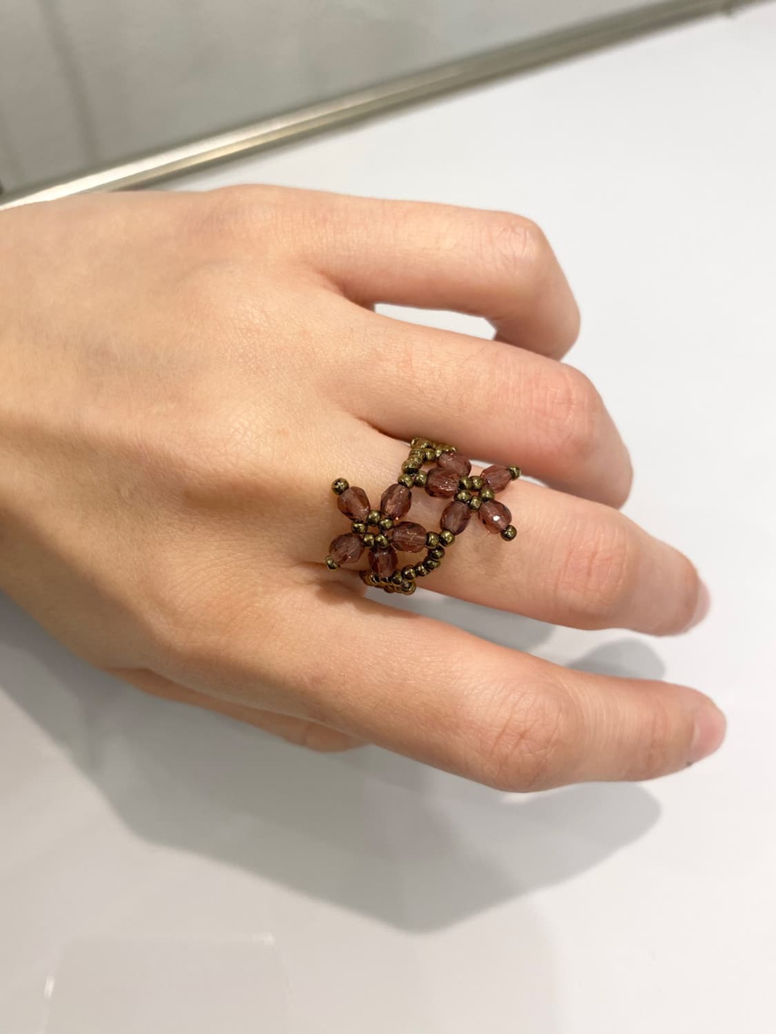 Vintage 플라워 비즈 링 반지 상품이미지2