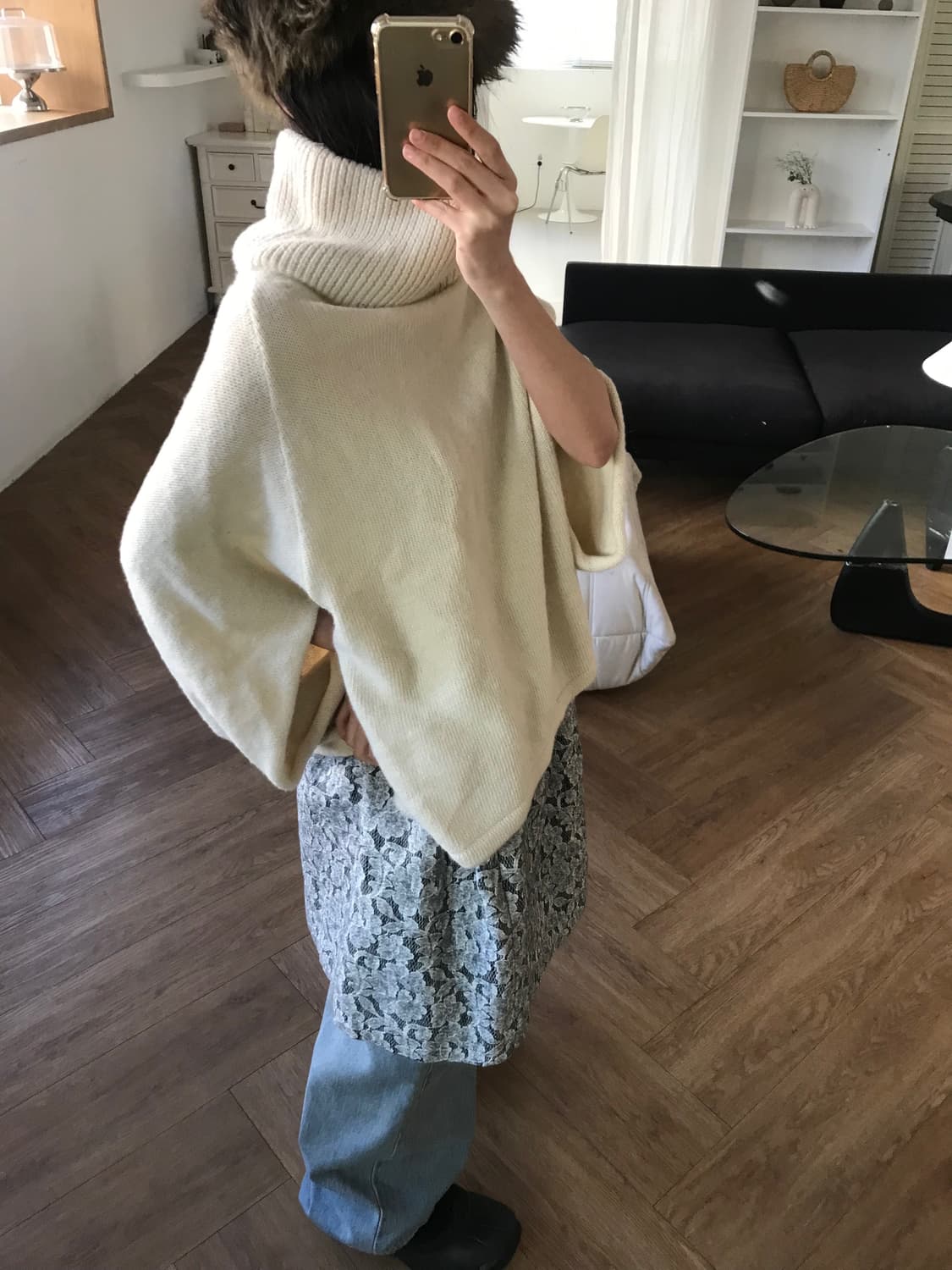 vintage turtle neck cape knit 상품이미지2