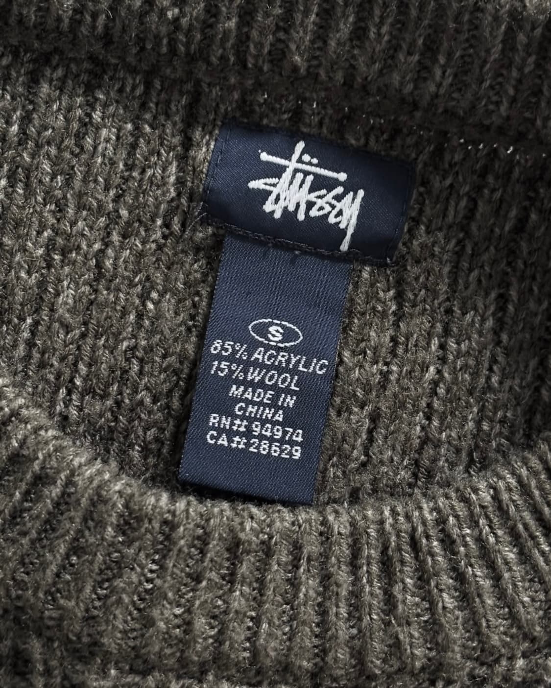 Stussy 스투시 90s 카키 와플 짜임 니트 상품이미지4