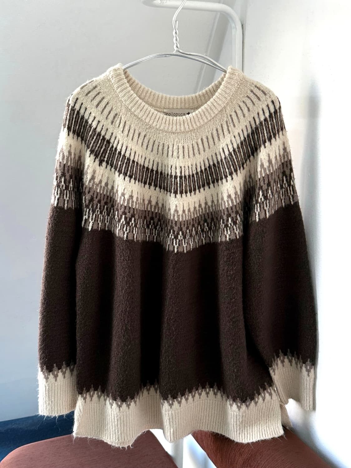 Brushed fabric Nordic pattern wide knit 상품이미지1
