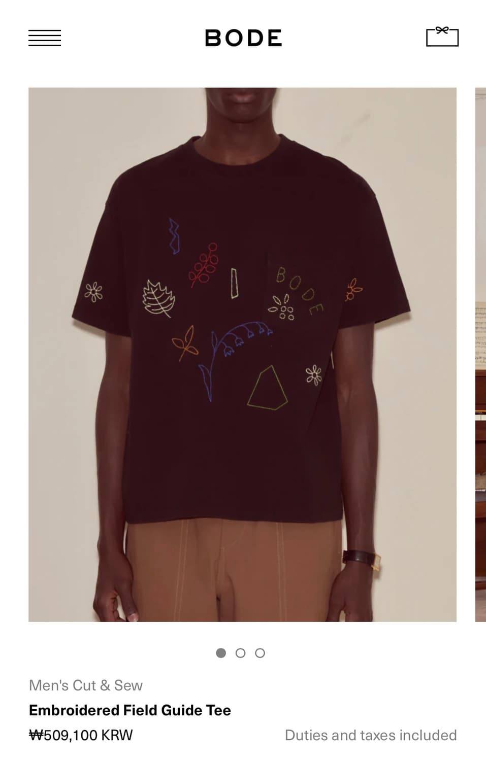 [M,L]보디 BODE Embroidered Field Guide 티셔츠 상품이미지4