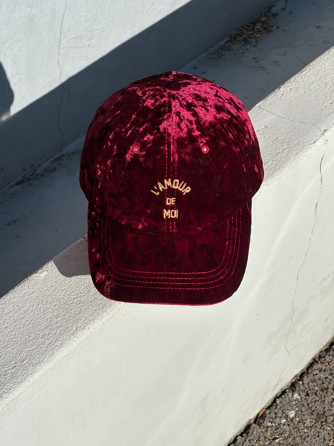 [F] 제인송 벨벳 버건디 볼캡 모자 상품이미지1