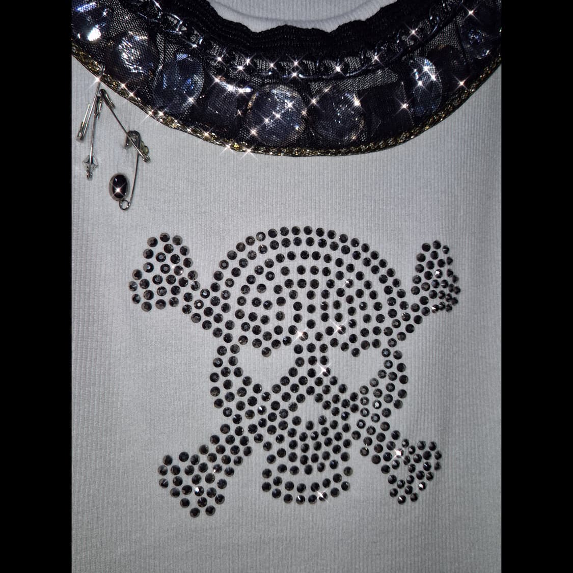 Vintage ♡ Skull chain crystal sleeveless 상품이미지2