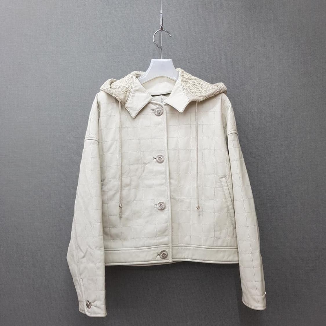 한섬 타임 2021 퀄팅 페이크 레더 후드 자켓 F사이즈 상품이미지1