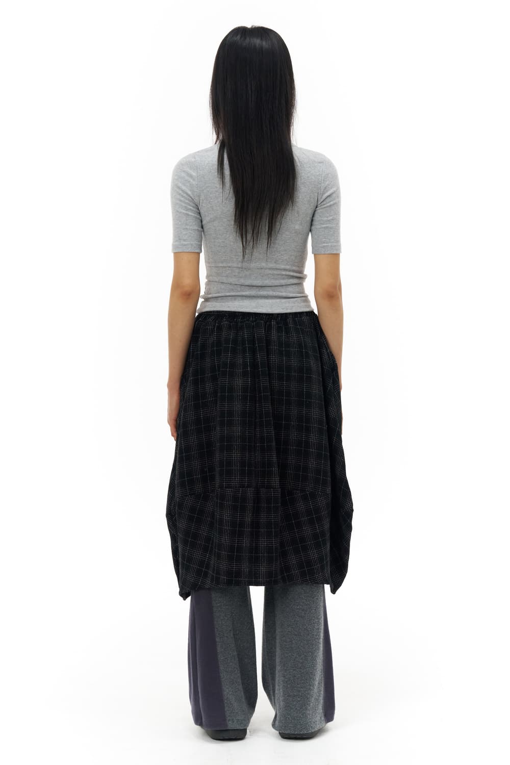 Pahisum Check Balloon Skirt_Black 상품이미지3