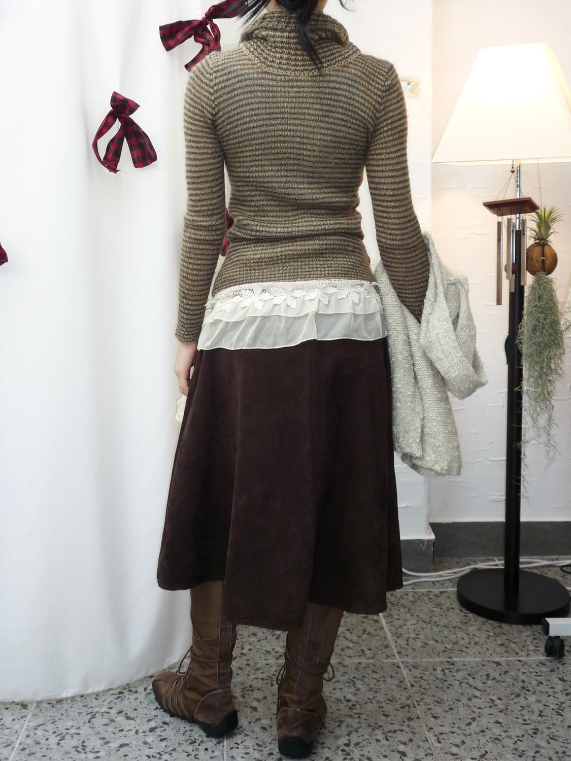 taupe stripe knit turtleneck 상품이미지3