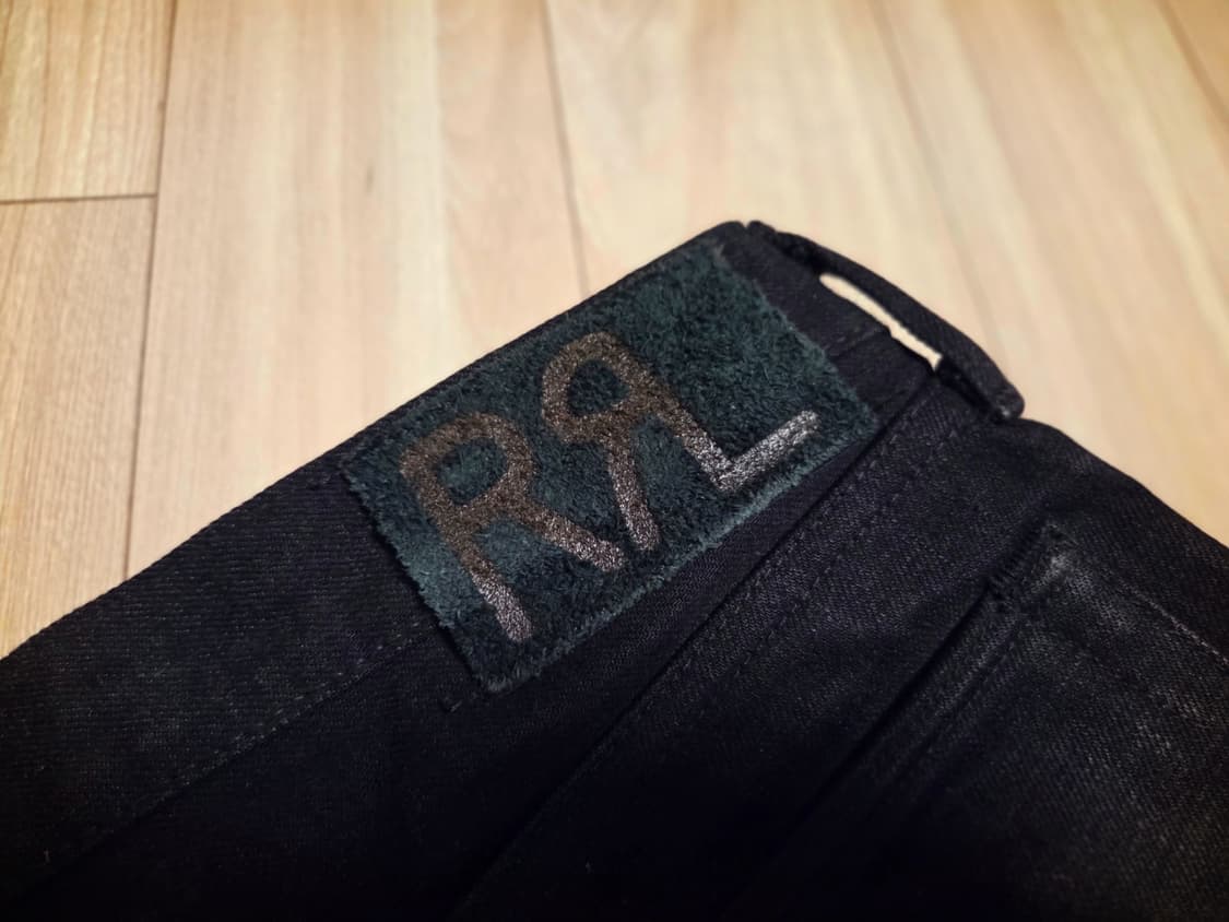 RRL 슬림핏 블랙 온 블랙 셀비지 진  33/32 상품이미지6