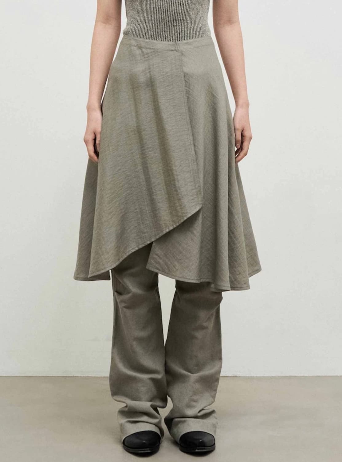 앙개 랩스커트 midi wrap skirt khaki S 상품이미지1