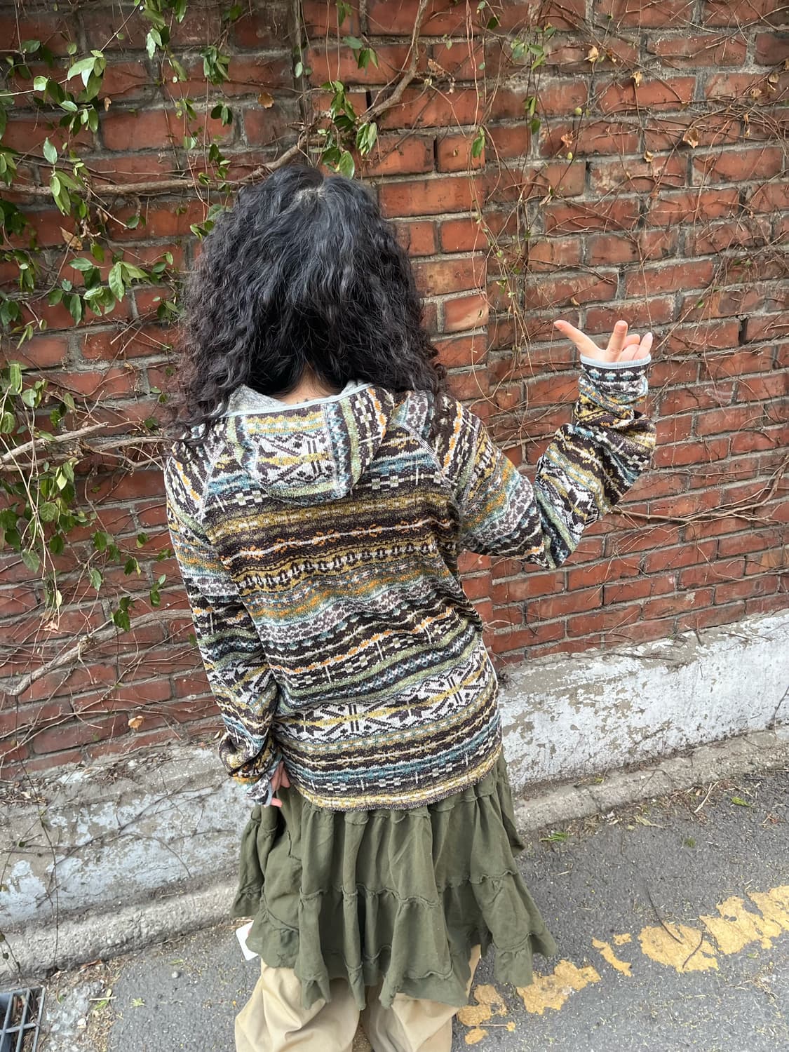 히피 패턴 핸드워머 포인트 후드 집업 상품이미지7