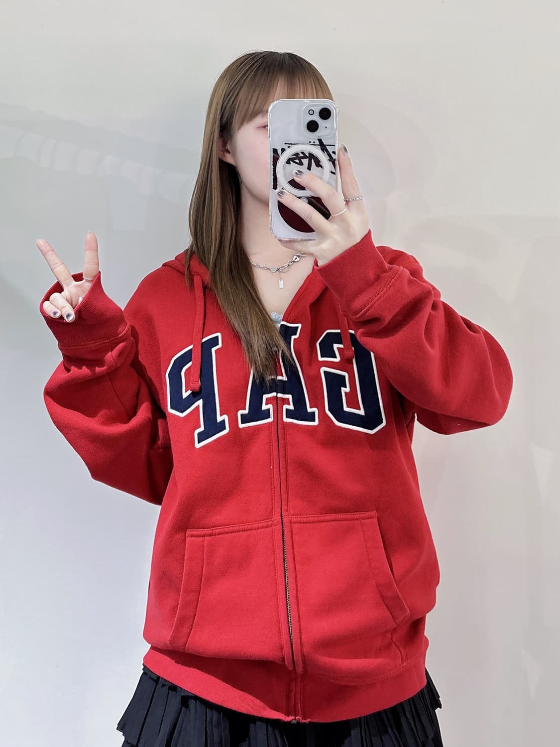 갭 레드 빅로고 후드집업 상품이미지1