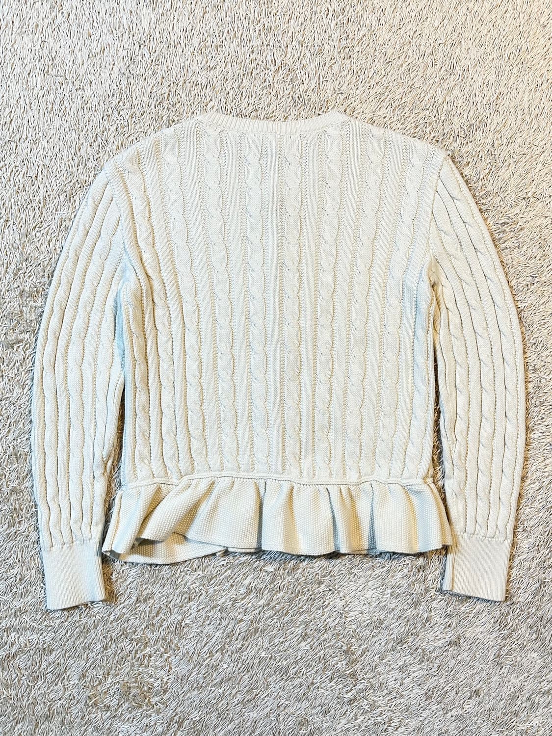 폴로 랄프로렌 걸즈 케이블 코튼 페플럼 가디건 아이보리 상품이미지3