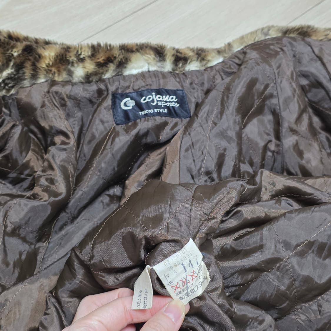 일본빈티지)레오파드 호피 오네갸루st 로맨틱 고딕 페이크퍼 카라 코트 상품이미지4