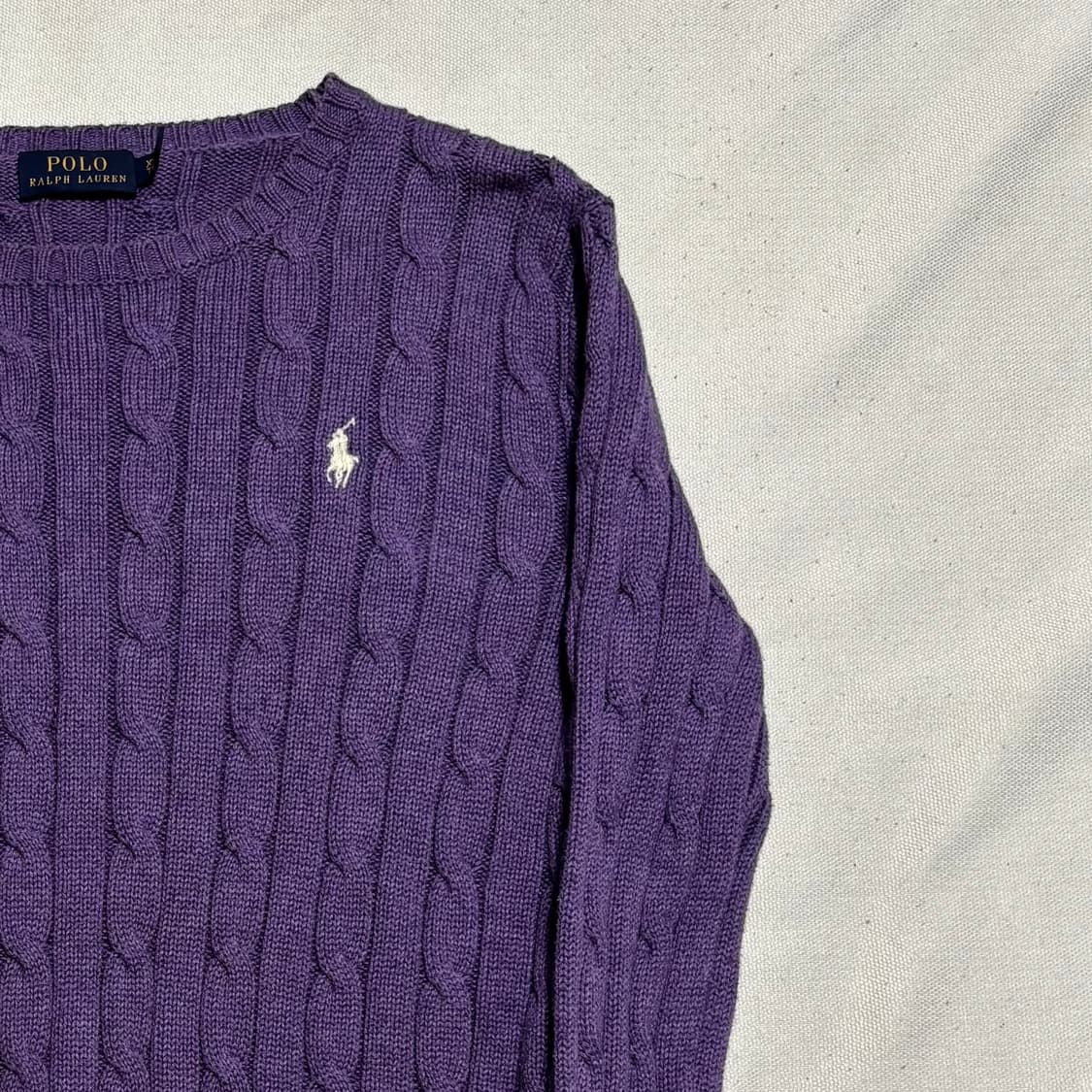 XS 폴로랄프로렌 화이트 포니 코튼 케이블 니트 상품이미지1