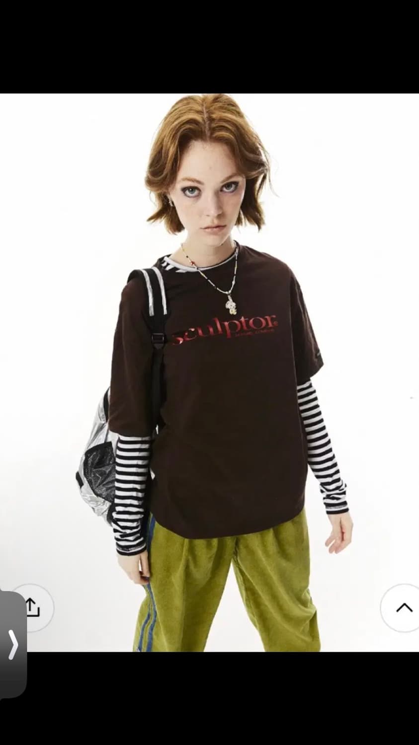 스컬프터 티셔츠 Metallic Serif Logo Tee Brown 상품이미지2