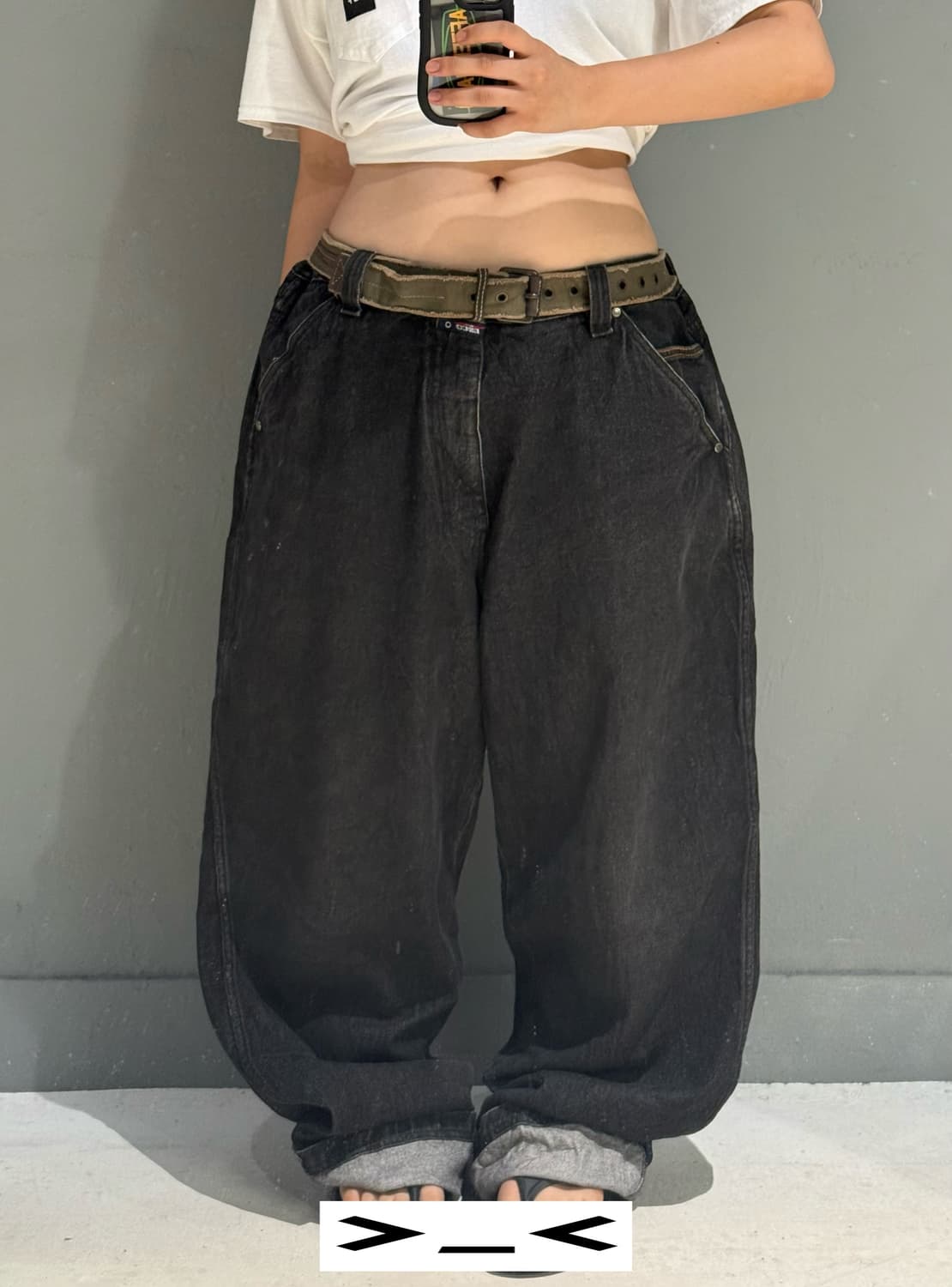 Hip-hop ballon-fit black denim pants 상품이미지1