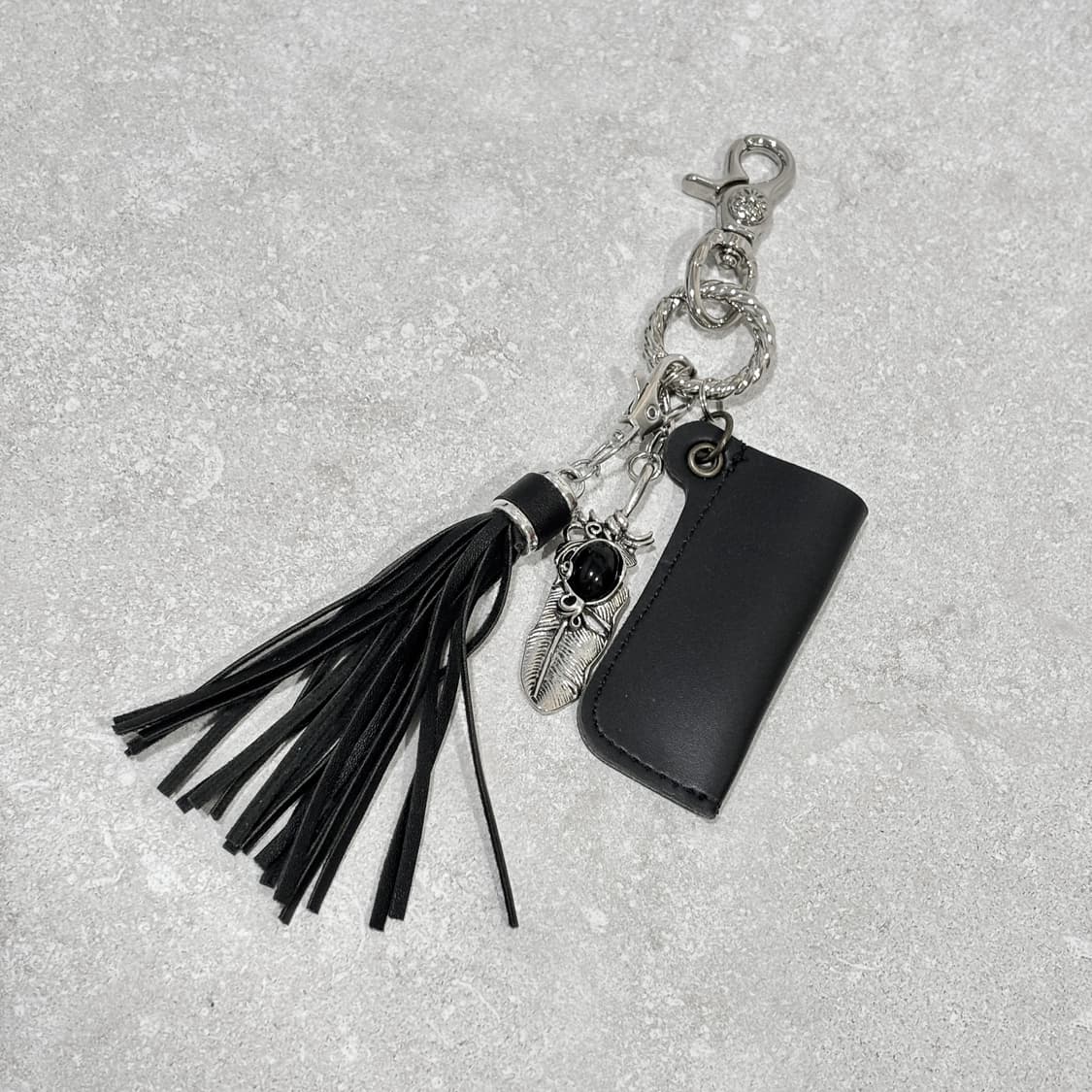 Oribell 태슬 가죽 립밤 라이터 립밤 케이스 깃털 키링 열쇠고리 상품이미지3