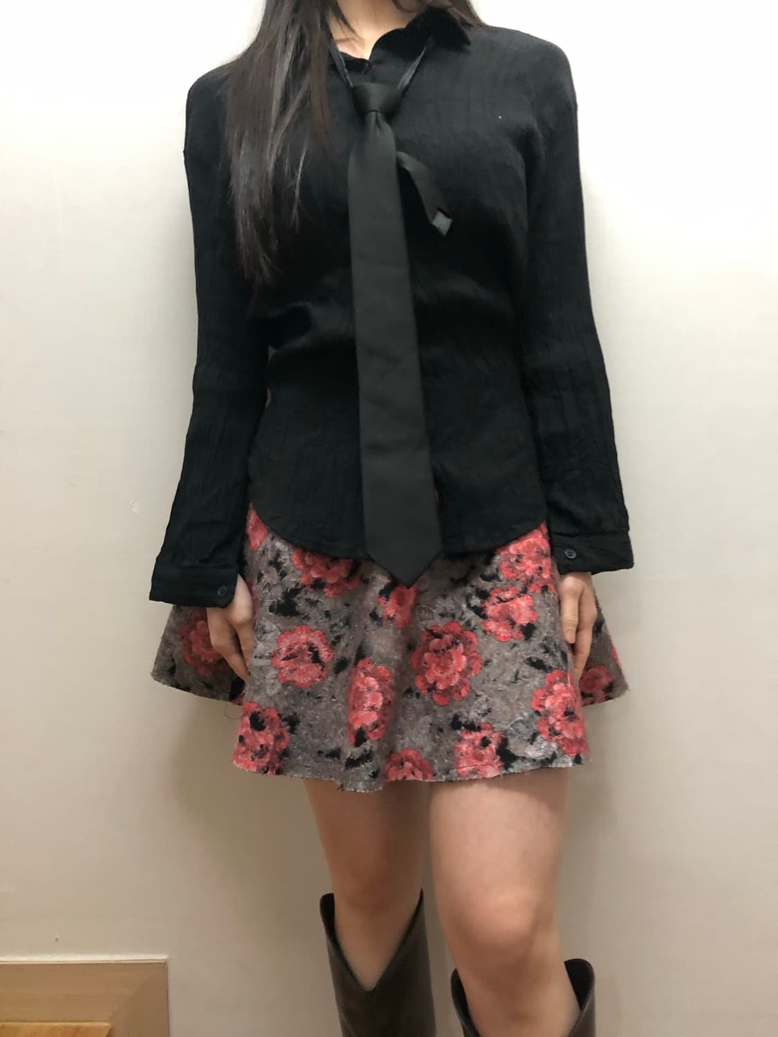 빈티지 그레이 플라워 미니 스커트 상품이미지7