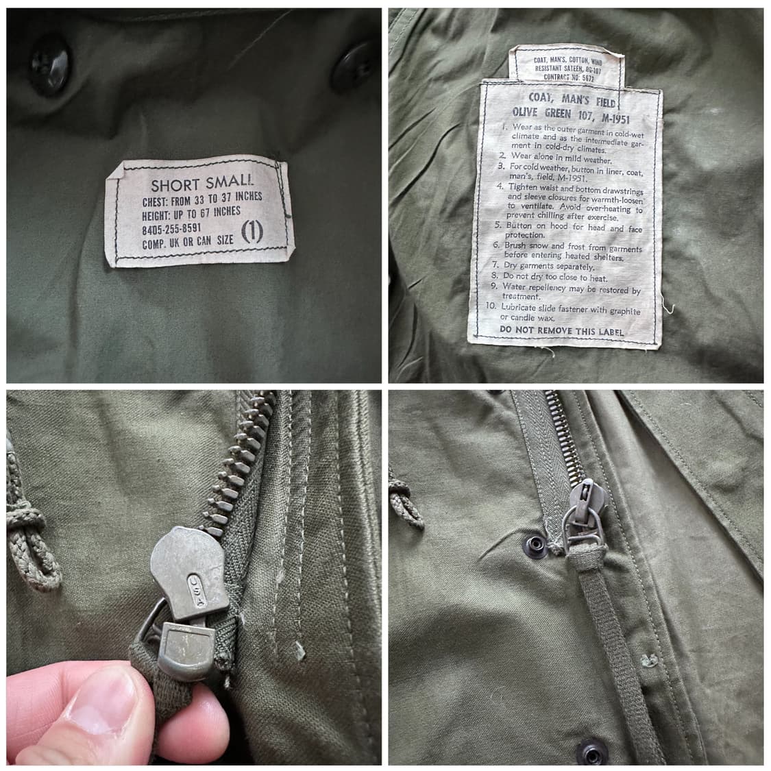 미군 오리지널 M-51 필드 자켓 Short Small  상품이미지6