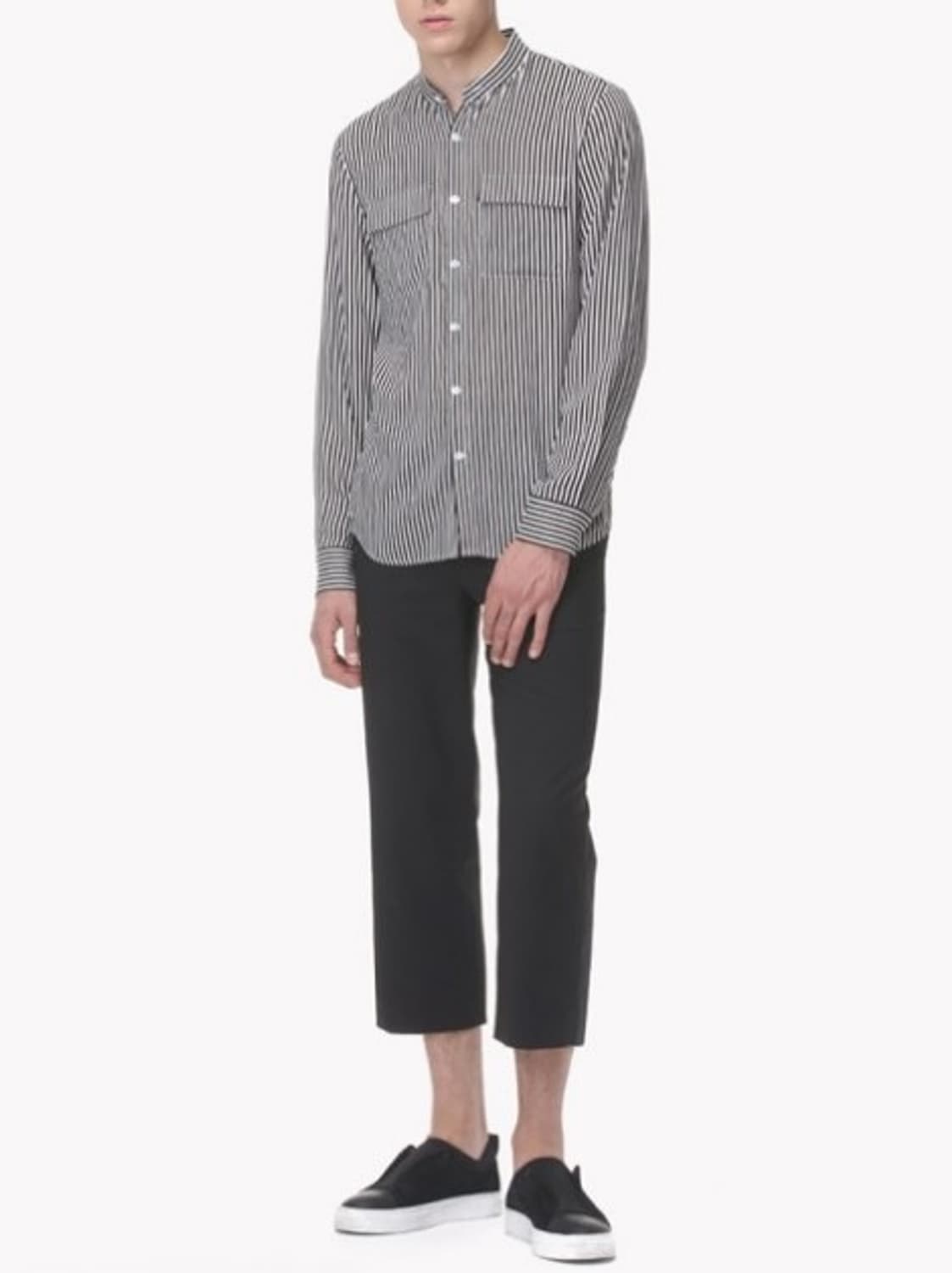 시스템 옴므 차이나 카라 헨리넥 실키 스트라이프 셔츠
 상품이미지1