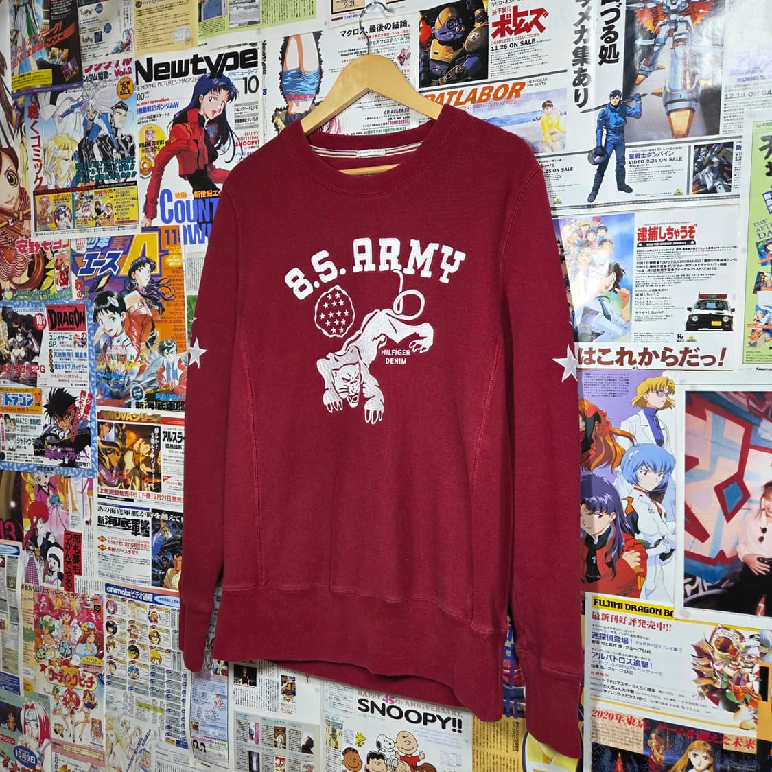 타미힐피거 버건디 별 자수 기모 맨투맨 상품이미지2