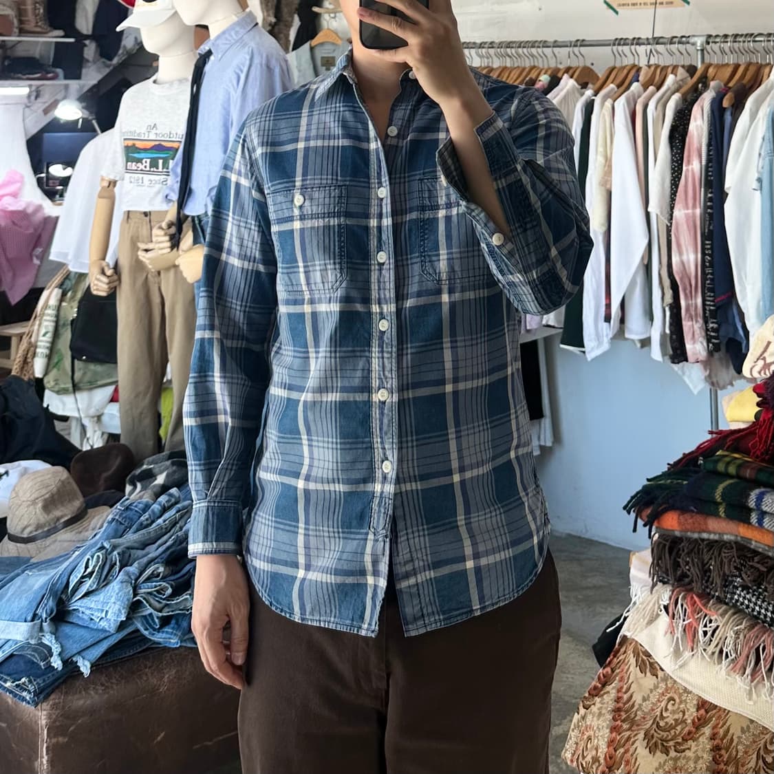(착용컷) OSH KOSH 워크 체크 셔츠 (남성용 95)  상품이미지3