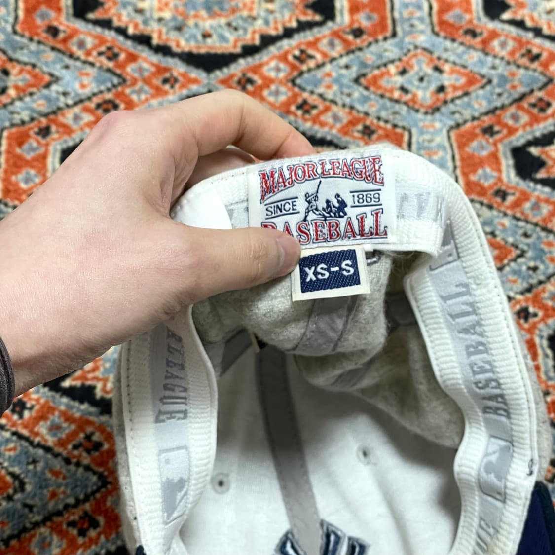 MLB 뉴욕양키스 오트밀 네이비 배색 모직 야구볼캡 XS-S 상품이미지3