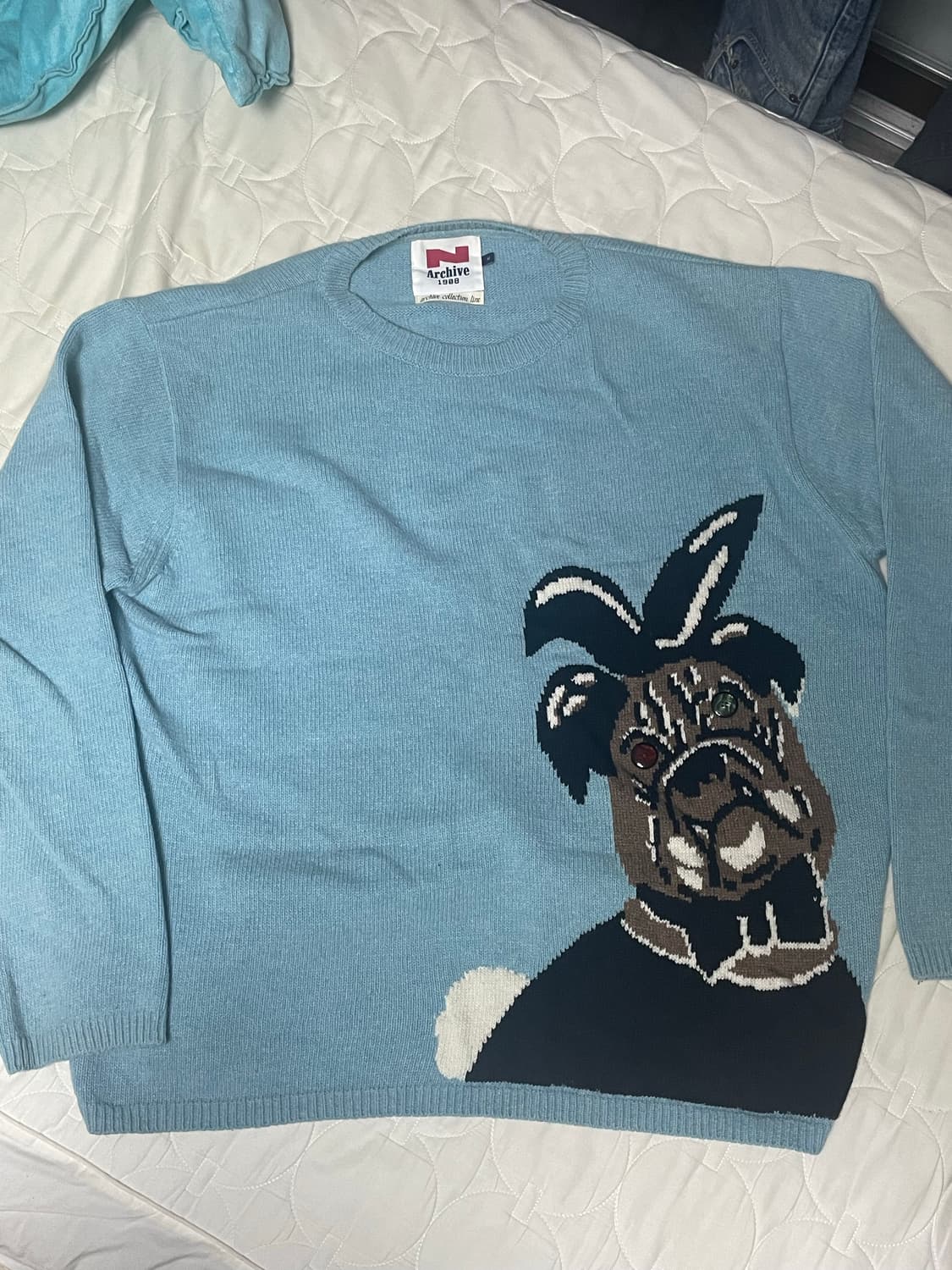 비욘드클로젯 강아지 니트 터콰이즈 블루 상품이미지1