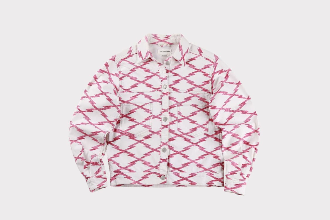 [36] 이자벨마랑 화이트 핑크프린팅 데님 트러커 자켓 상품이미지1