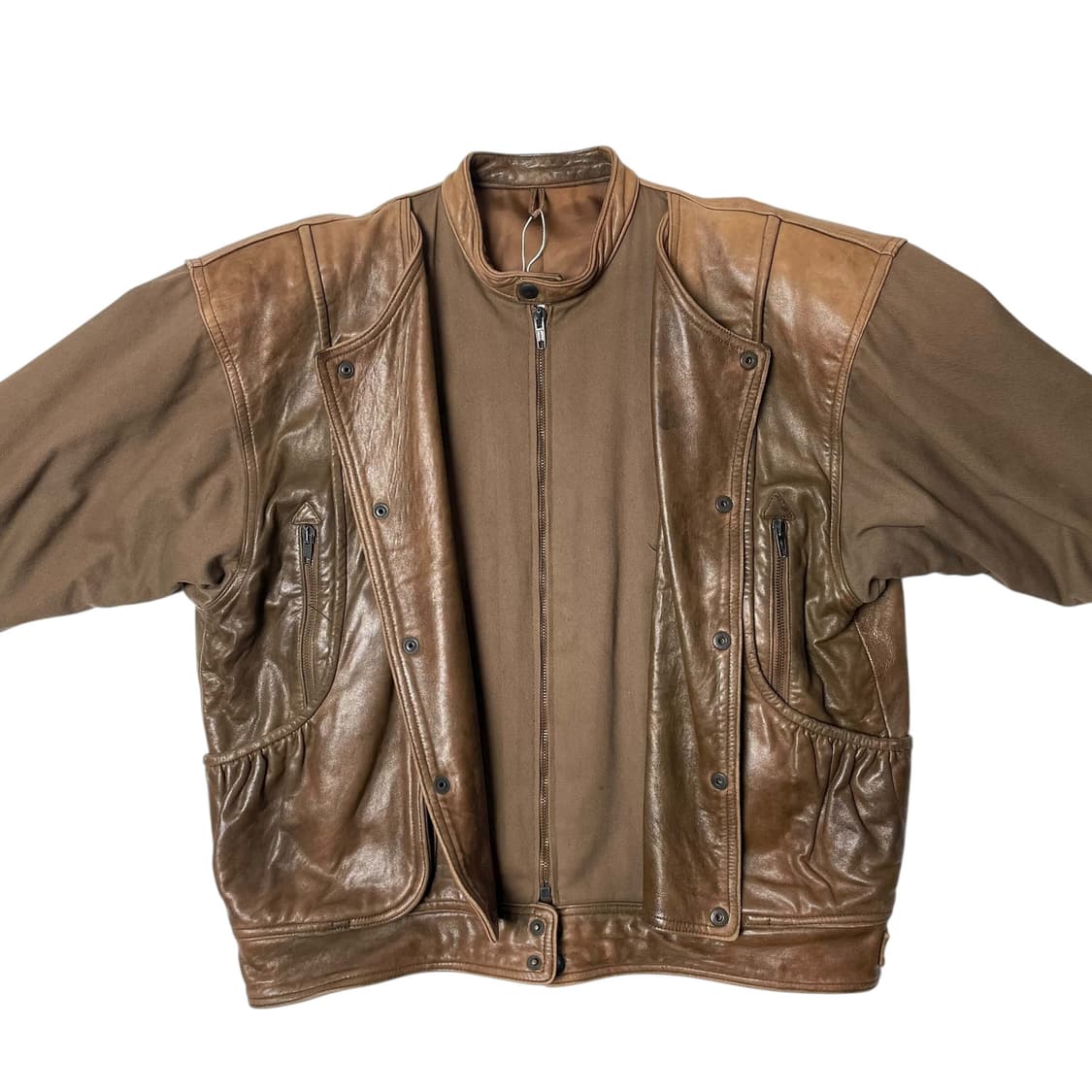 레더 트윌 코튼 레이어드 봄버 (italy made) 상품이미지4