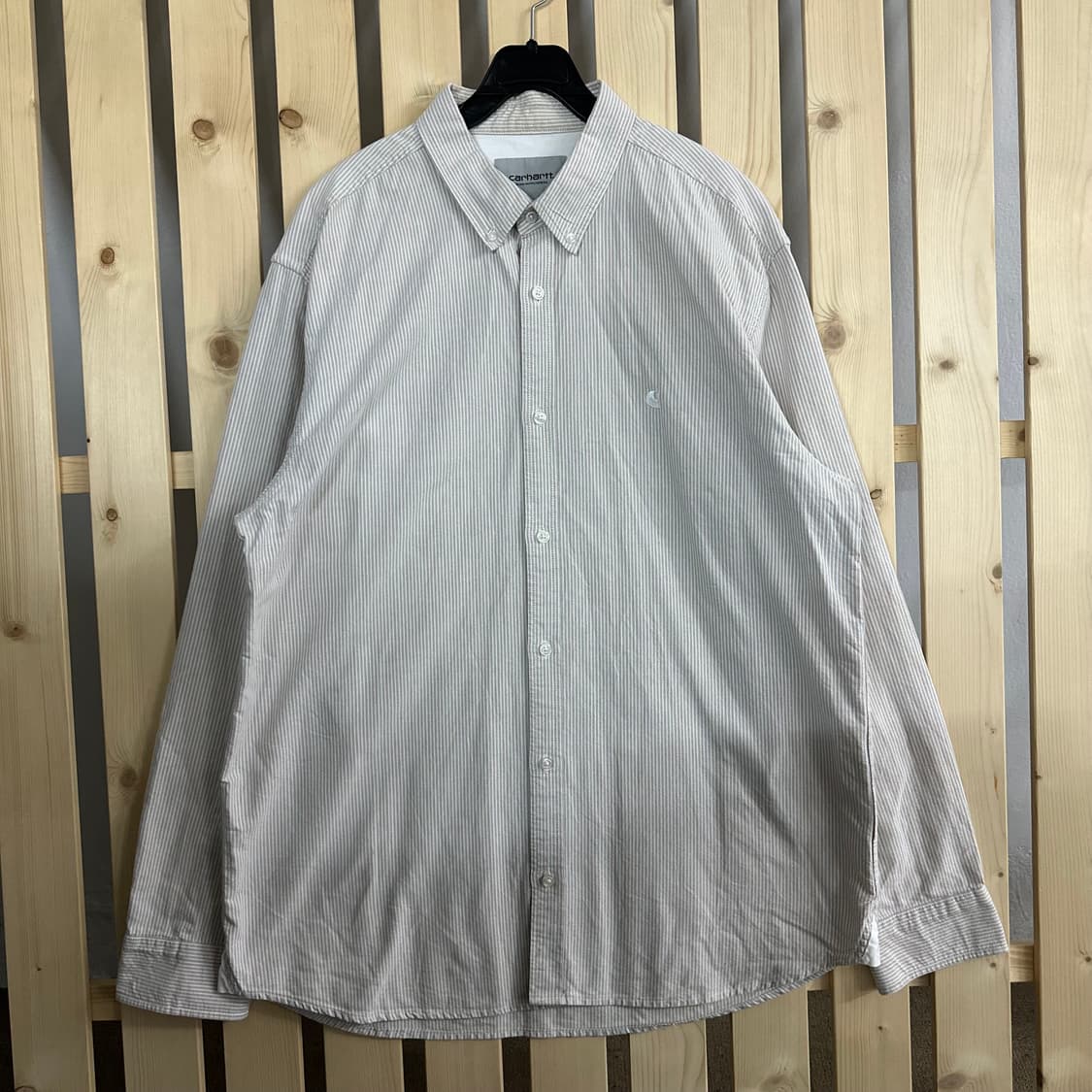 (XL) 칼하트 WIP 베이지 스트라이프 셔츠 상품이미지1