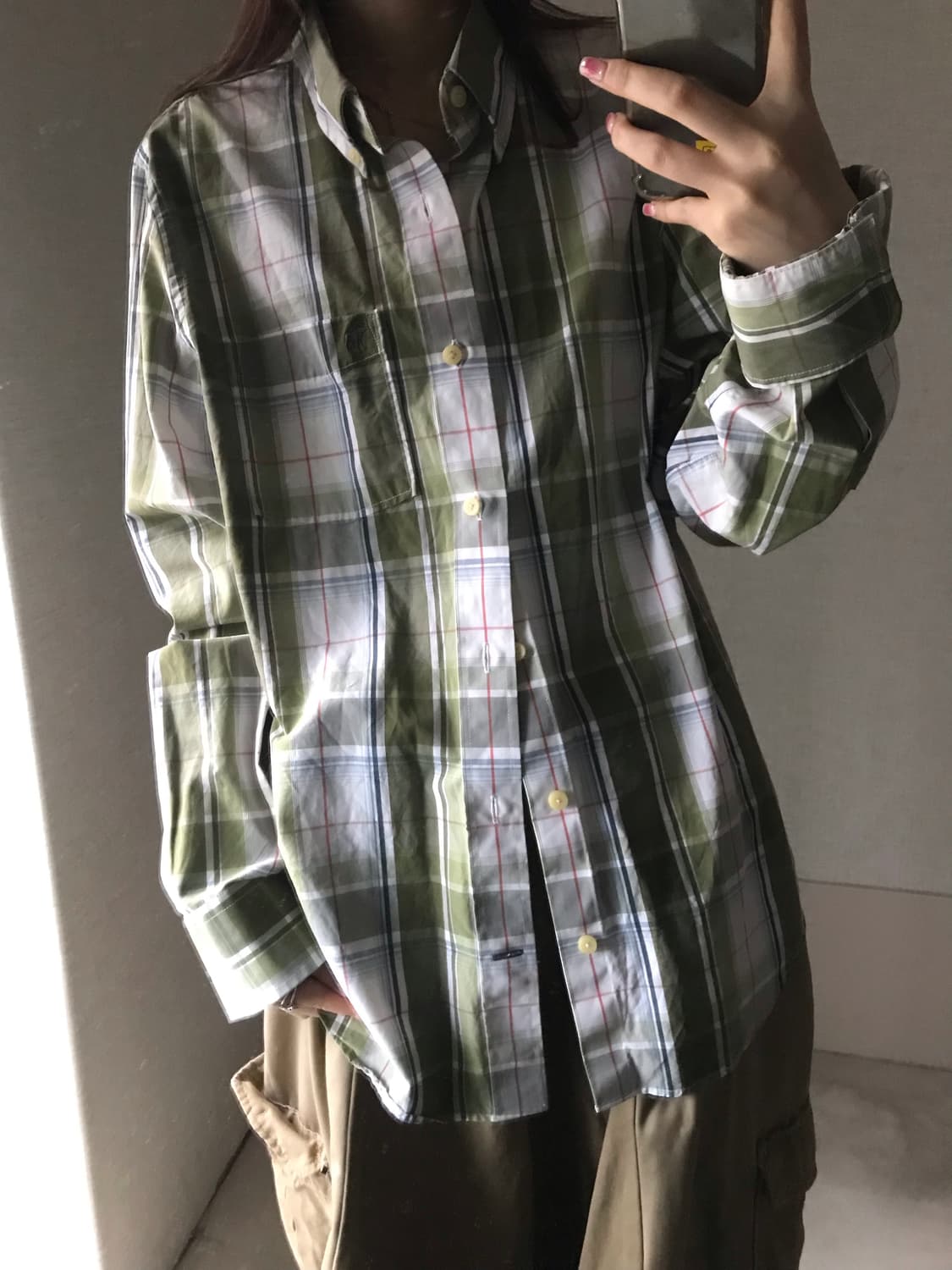 아베크롬비 카키 체크셔츠 상품이미지4
