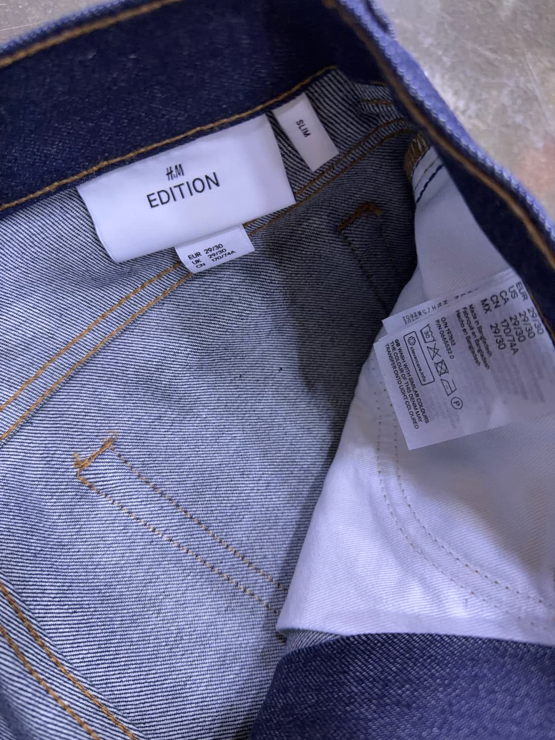 H&M 에디션 아시안핏 슬림 딥인디고 논워싱 데님팬츠 29 상품이미지6