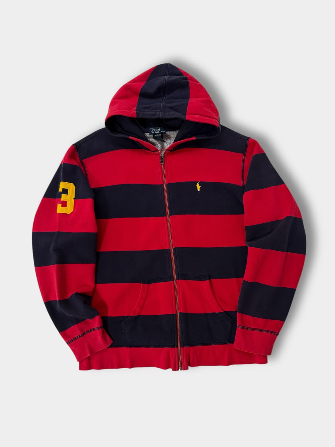 폴로 랄프로렌 00‘s 루즈핏 네이비 레드 배색 스웻 후드집업 상품이미지1