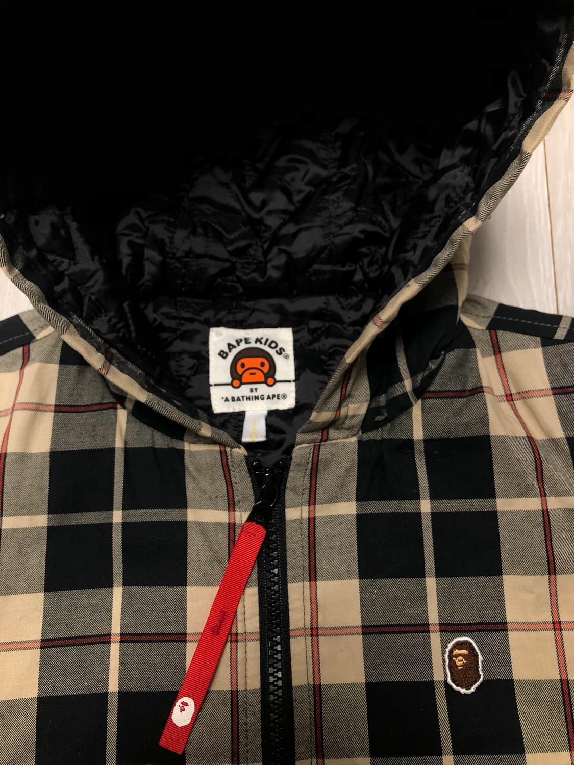 정품 베이프 너드체크 누빔 조끼 후드패딩(44) 상품이미지10