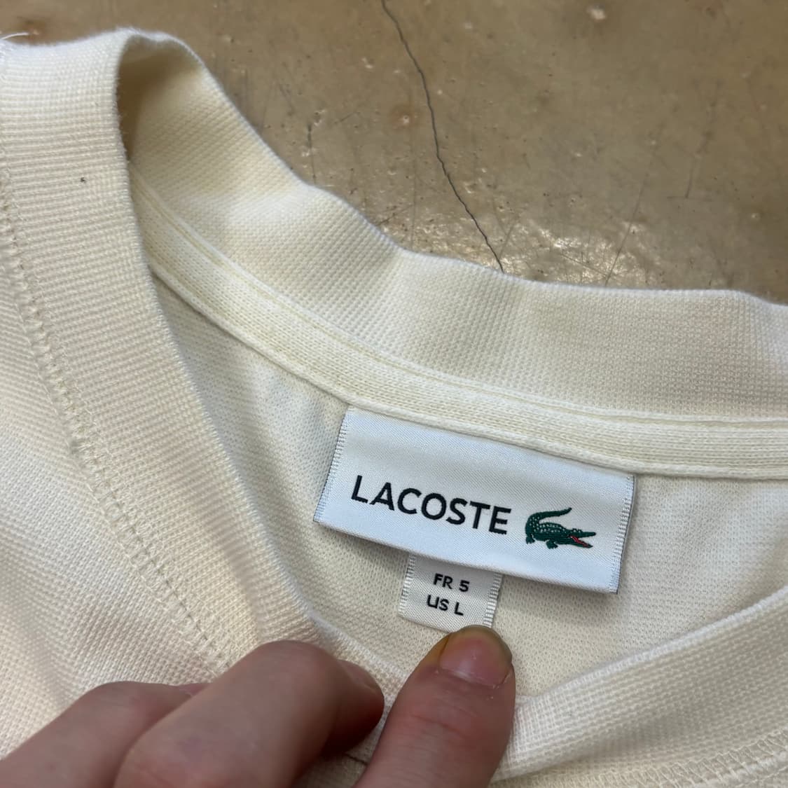L 라코스테 아이보리 반팔 티셔츠 상품이미지4
