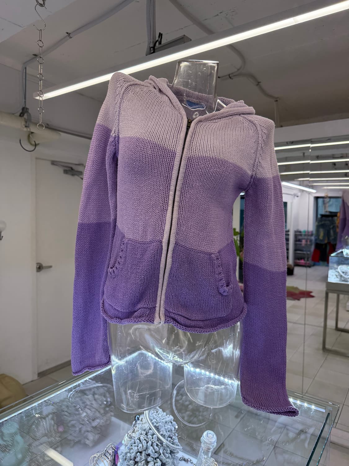 gradation knit hood zipup 상품이미지1